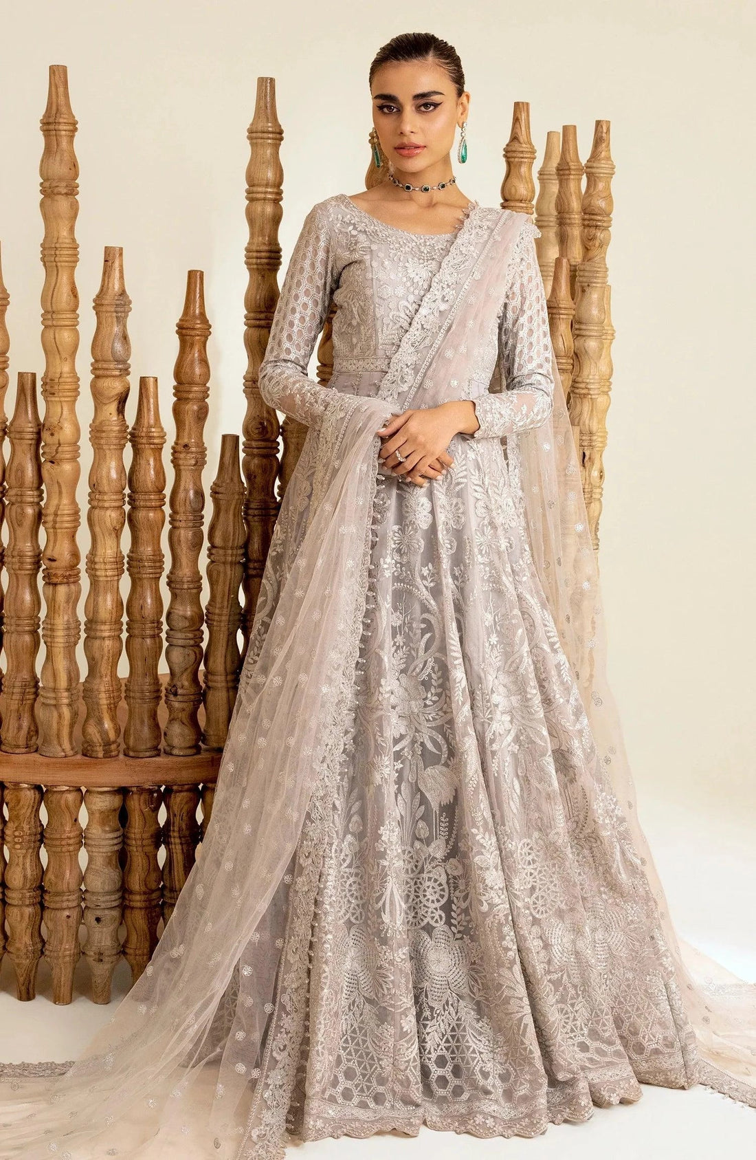 Maryum N Maria | The Brides 23 | Silver Thorn (MS23-535) - by - Libasekhas UK - Registered Vendor of : Maryum N Maria - 100% Original Designer Dresss