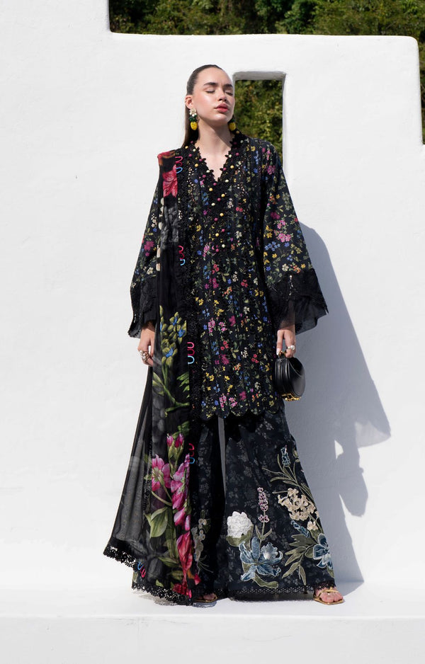 AJR Couture | Printakari Lawn 25 | Midnight Flora - by - Libasekhas UK - Registered Vendor of : AJR Couture - 100% Original Designer Dresss