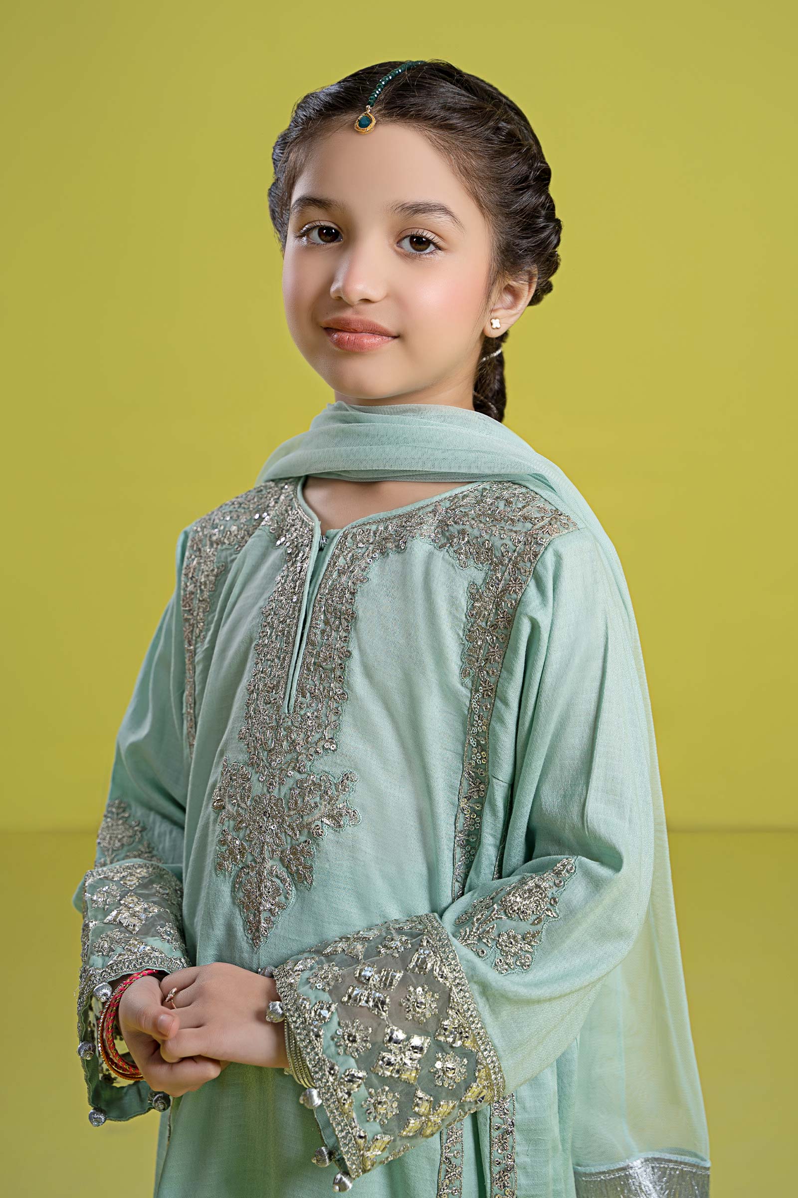 kids-clothes-mkd-ef24-02r1-ferozi by Maria B Kids - Designer Dress  - Type : KidsClothes - Available at Libasekhas UK - 100% Original 