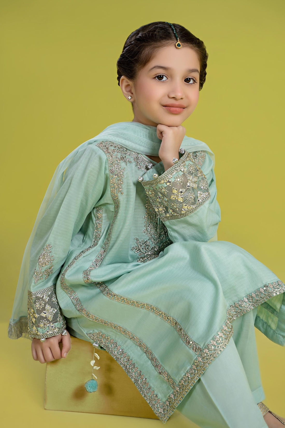 kids-clothes-mkd-ef24-02r1-ferozi by Maria B Kids - Designer Dress  - Type : KidsClothes - Available at Libasekhas UK - 100% Original 