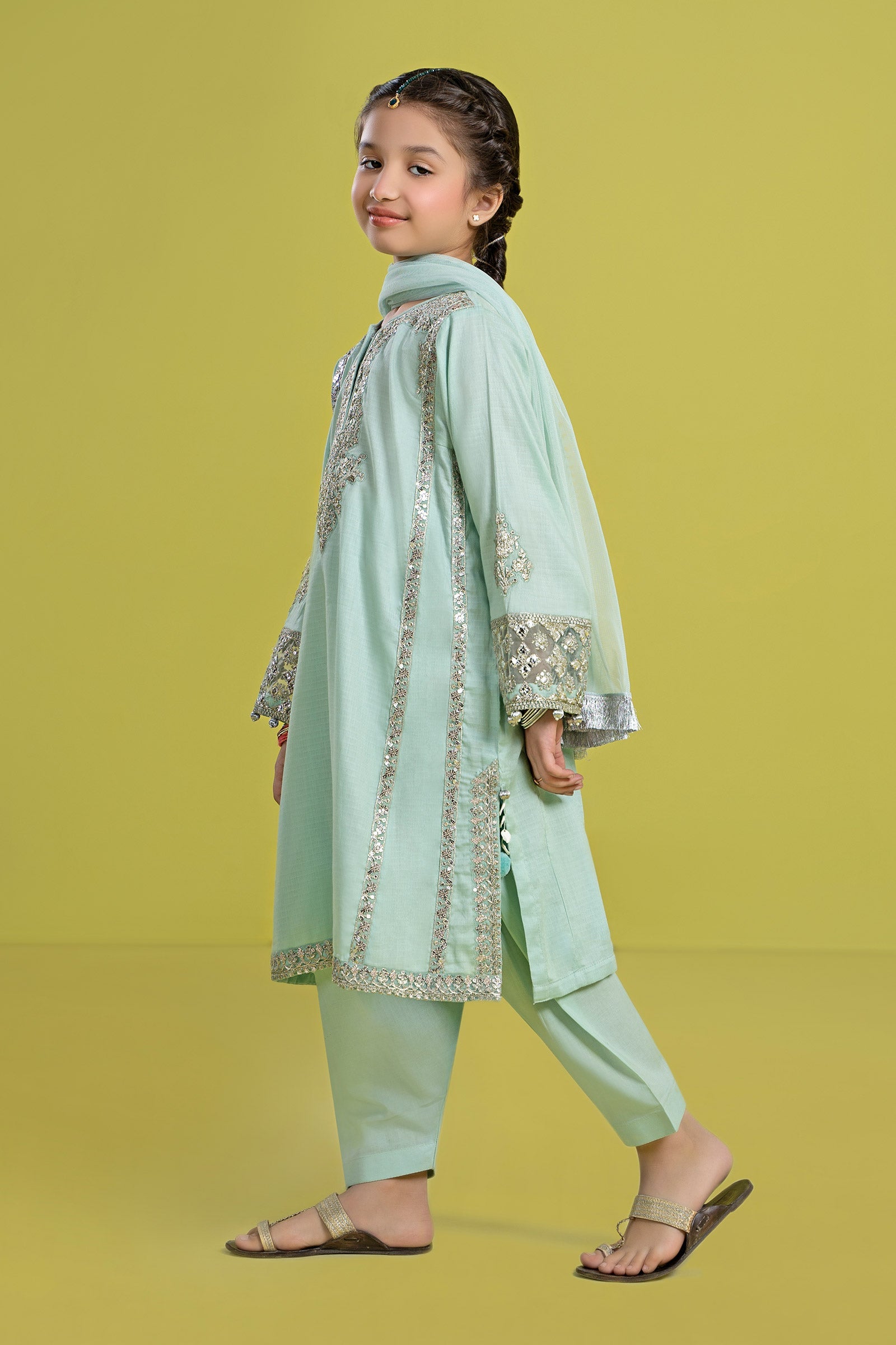 3 Piece Embroidered Dobby Suit - Kids Clothing - available at Maria Faisal in UK and USA.