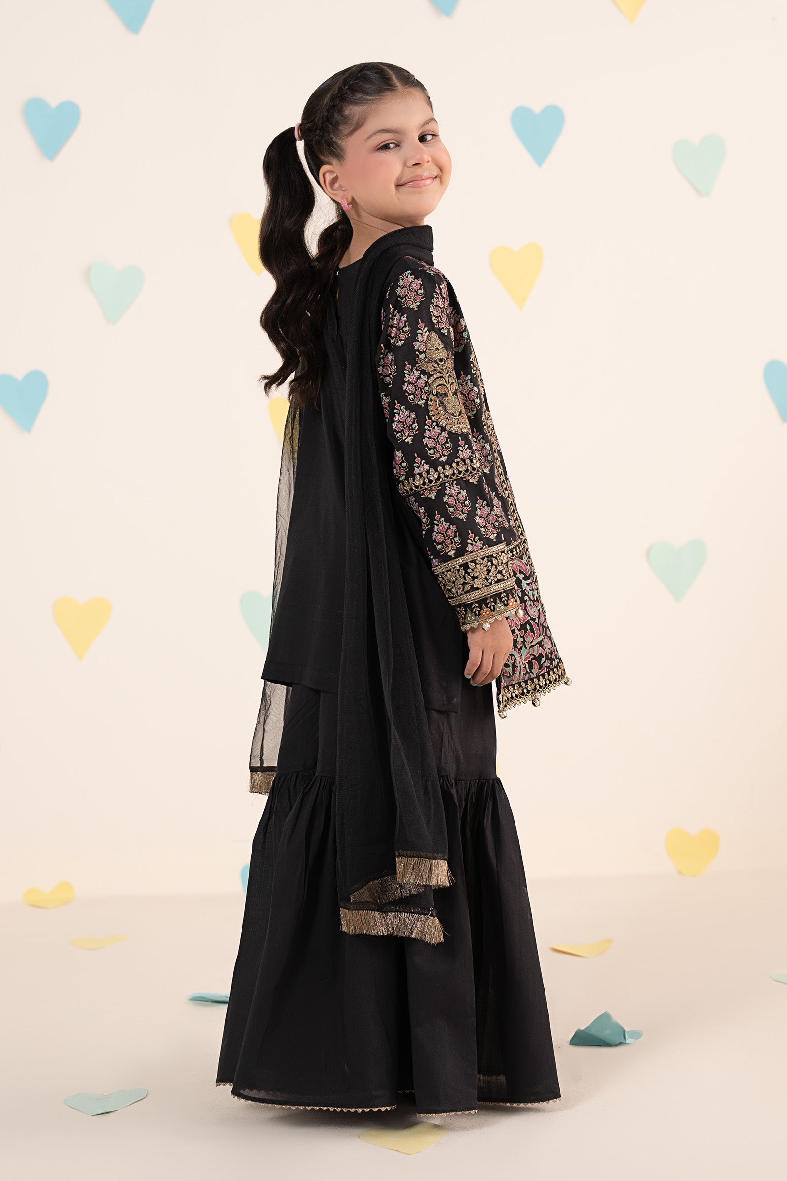 kids-clothes-mkd-ea24-01r1-black by Maria B Kids - Designer Dress  - Type : KidsClothes - Available at Libasekhas UK - 100% Original 