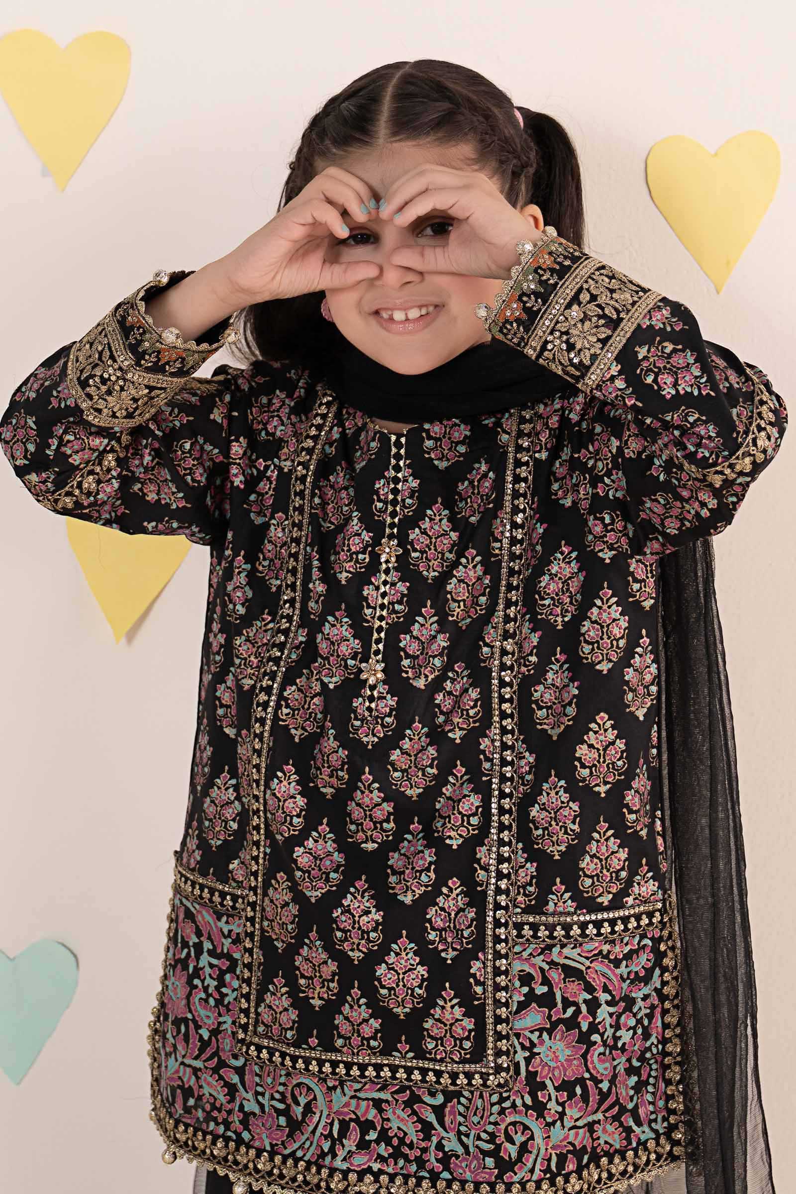 kids-clothes-mkd-ea24-01r1-black by Maria B Kids - Designer Dress  - Type : KidsClothes - Available at Libasekhas UK - 100% Original 