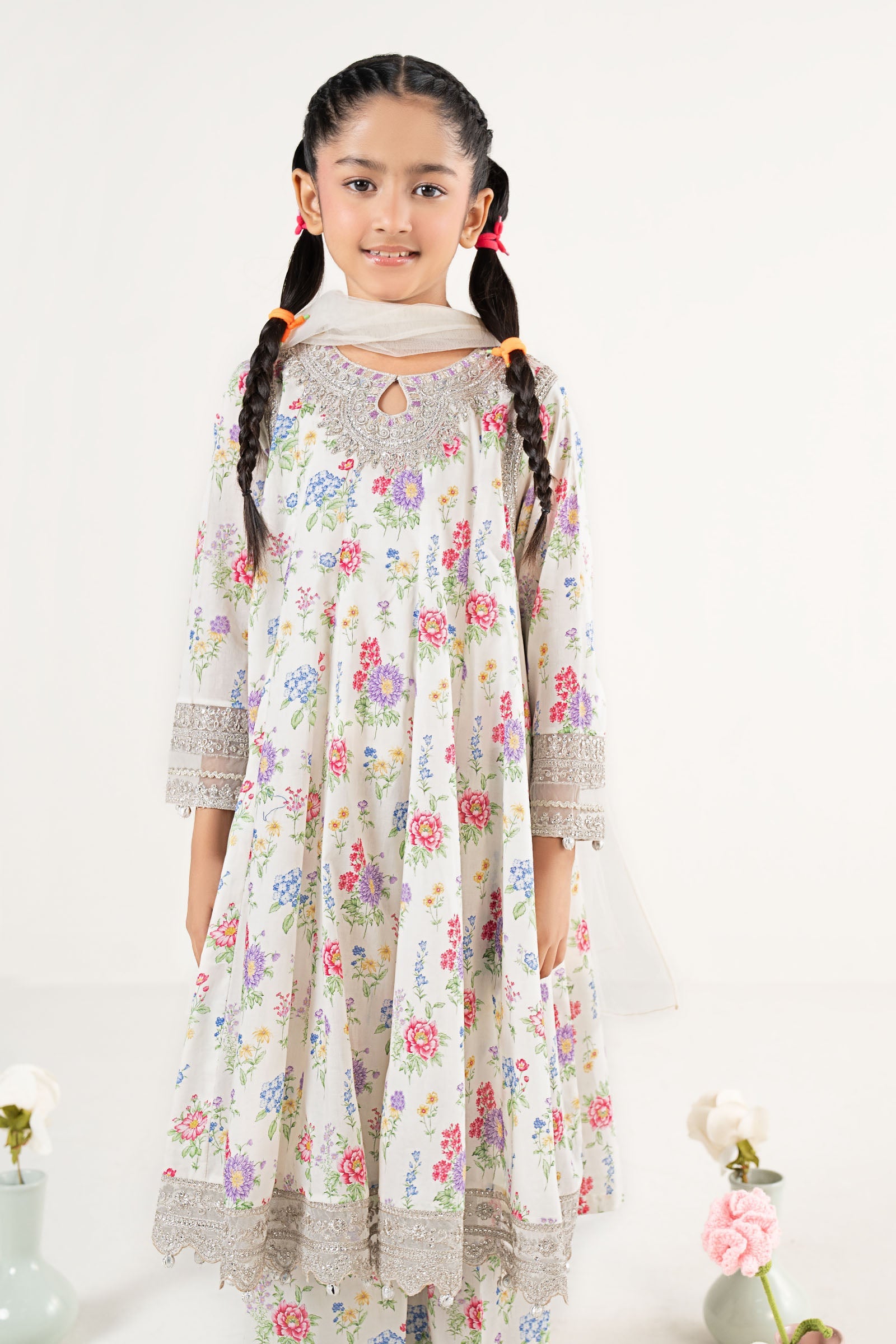 kids-clothes-mkd-ea25-03r1-white by Maria B Kids - Designer Dress  - Type : KidsClothes - Available at Libasekhas UK - 100% Original 