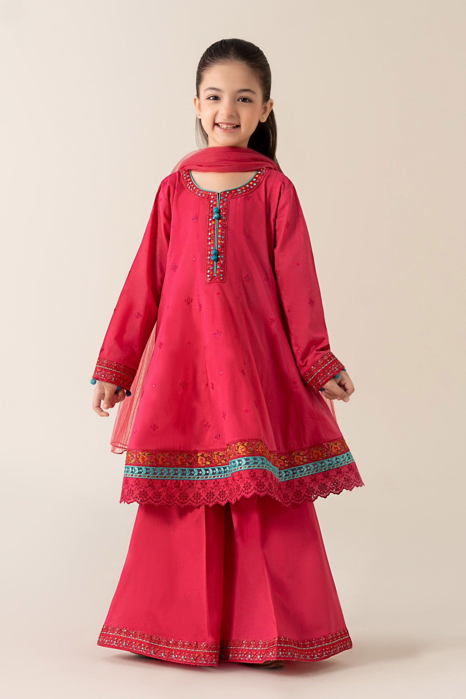 3 Piece Embroidered Lawn Suit - Kids Clothing - available at Maria Faisal in UK and USA.