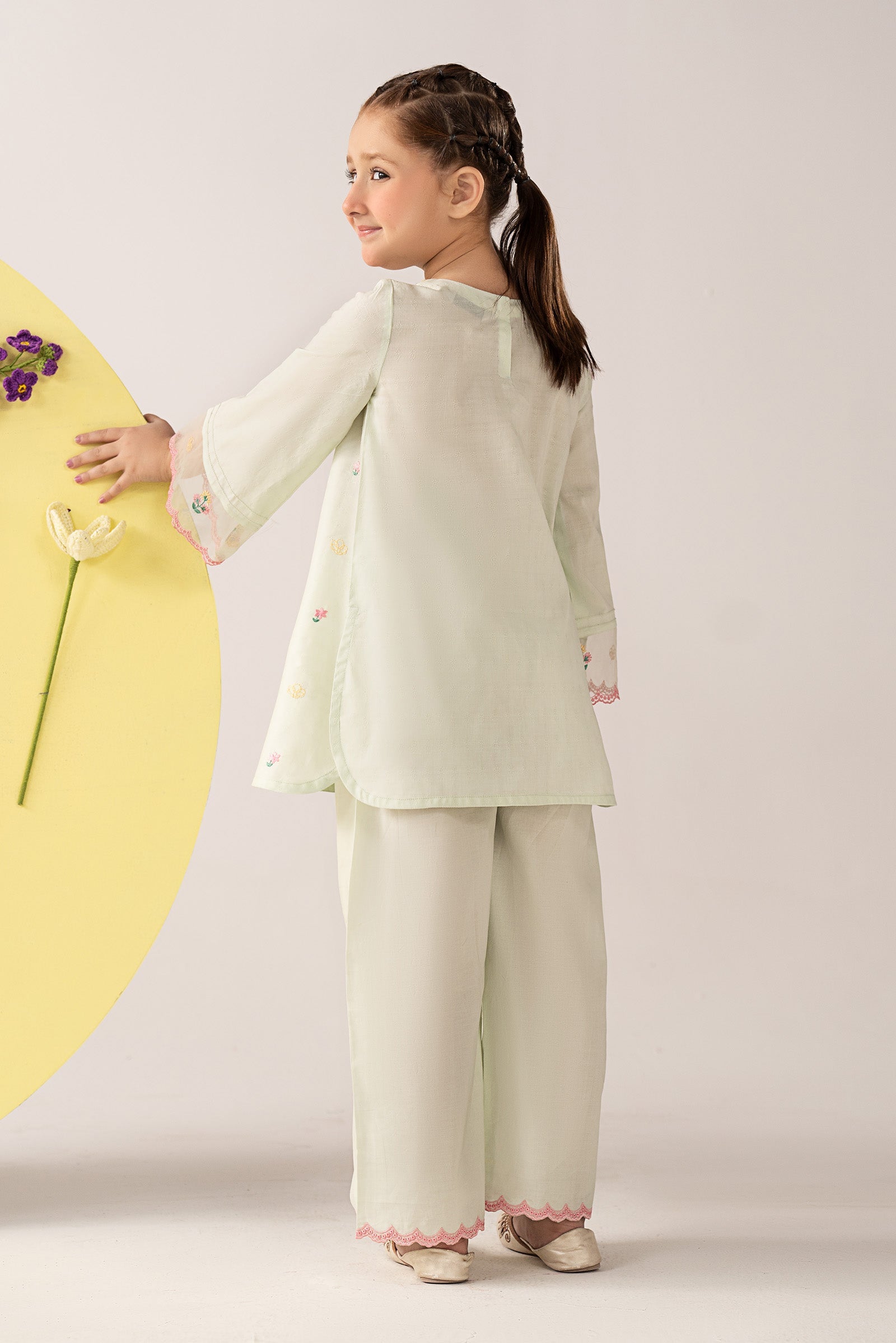 kids-clothes-mkd-ea26-03-lime-green by Maria B Kids - Designer Dress  - Type : KidsClothes - Available at Libasekhas UK - 100% Original 