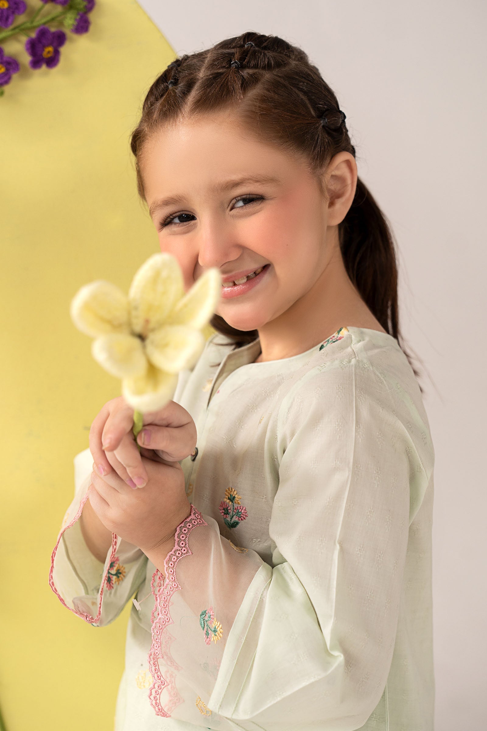 kids-clothes-mkd-ea26-03-lime-green by Maria B Kids - Designer Dress  - Type : KidsClothes - Available at Libasekhas UK - 100% Original 