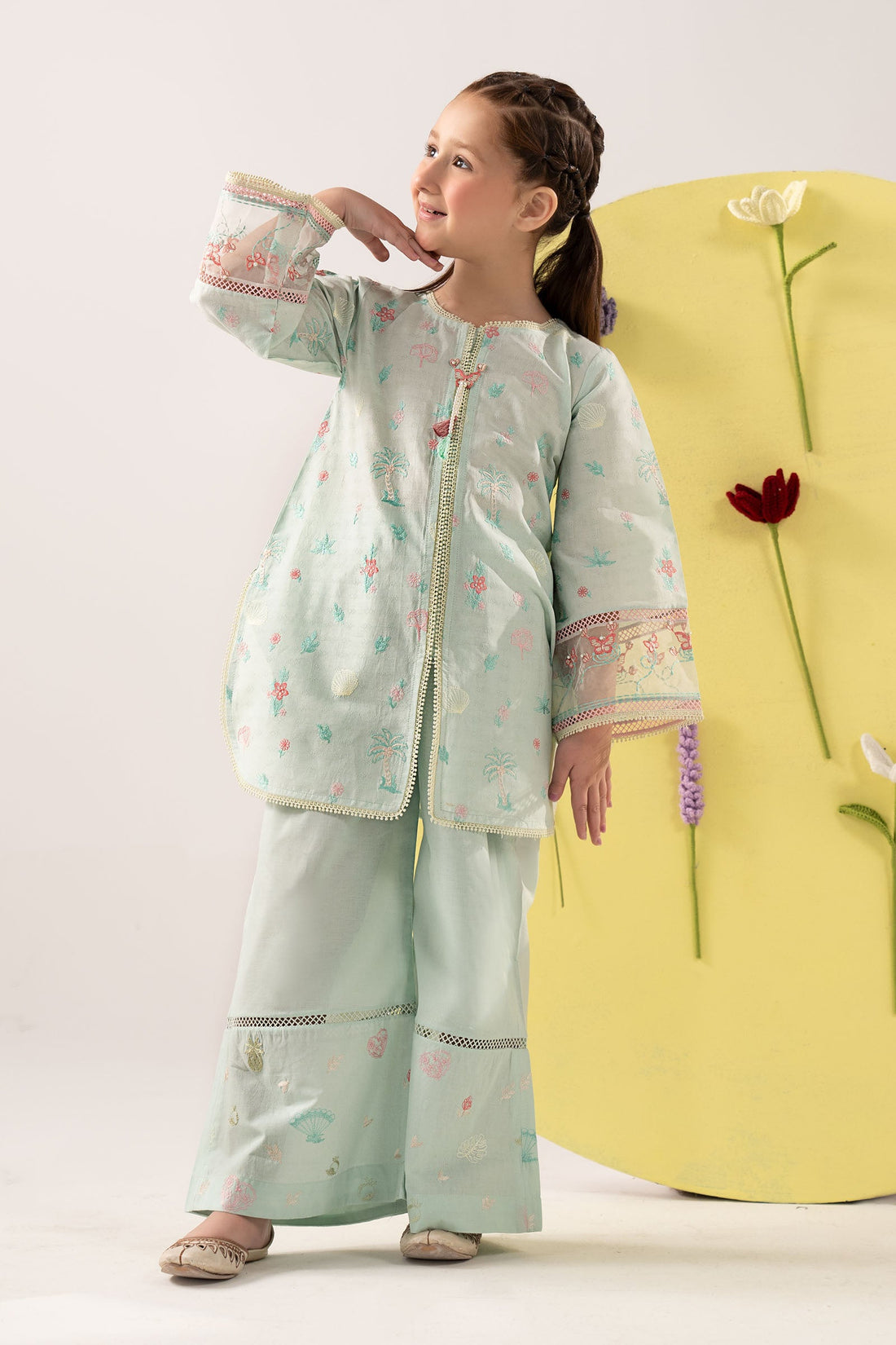 kids-clothes-mkd-ea26-04-aqua by Maria B Kids - Designer Dress  - Type : KidsClothes - Available at Libasekhas UK - 100% Original 
