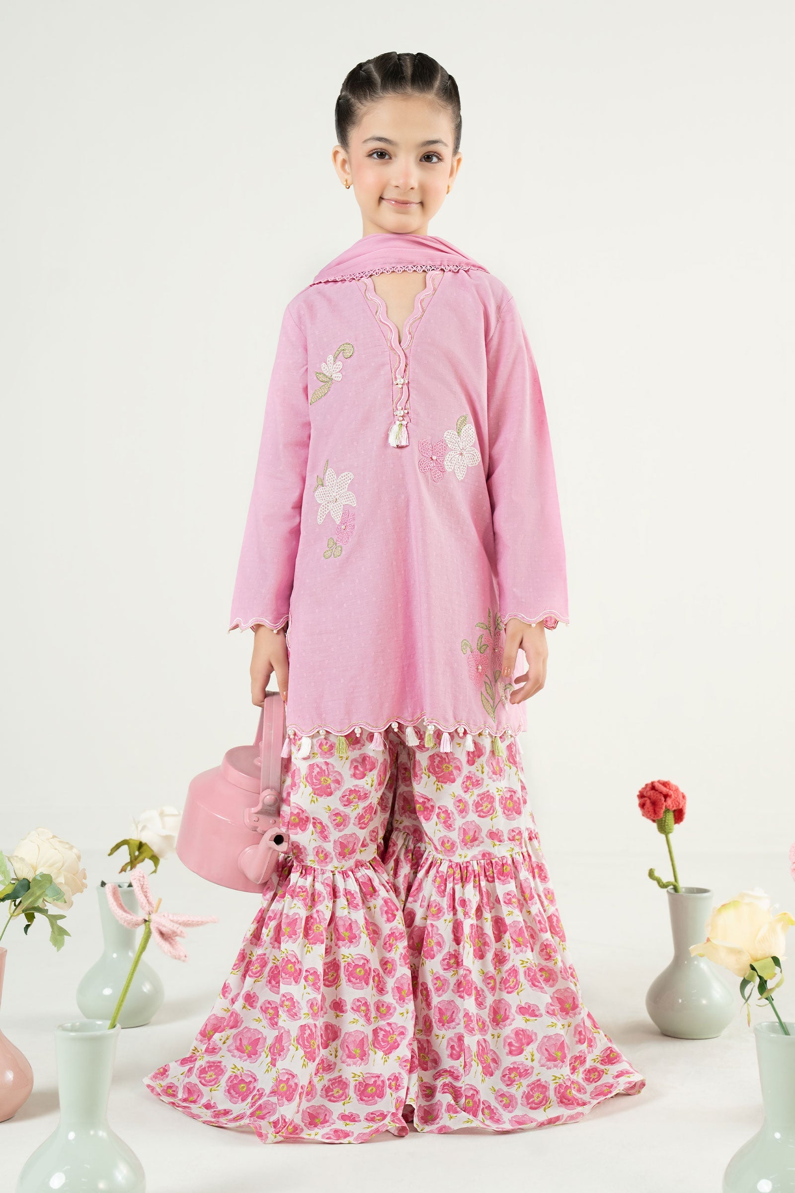 kids-clothes-mkd-ea26-05-tea-pink by Maria B Kids - Designer Dress  - Type : KidsClothes - Available at Libasekhas UK - 100% Original 