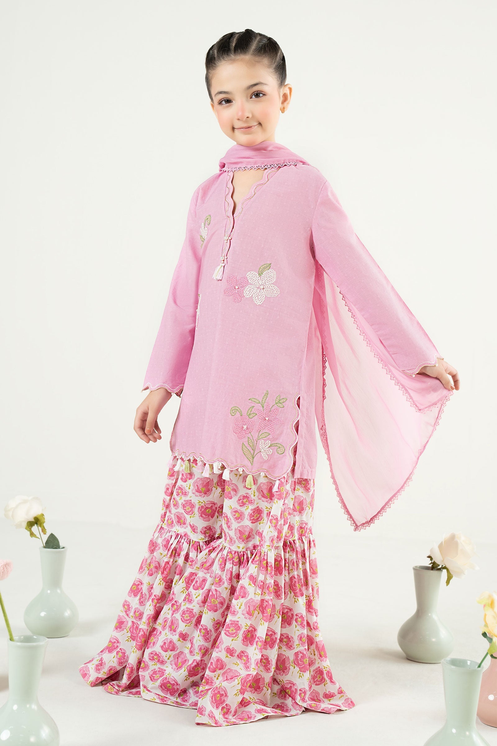 kids-clothes-mkd-ea26-05-tea-pink by Maria B Kids - Designer Dress  - Type : KidsClothes - Available at Libasekhas UK - 100% Original 
