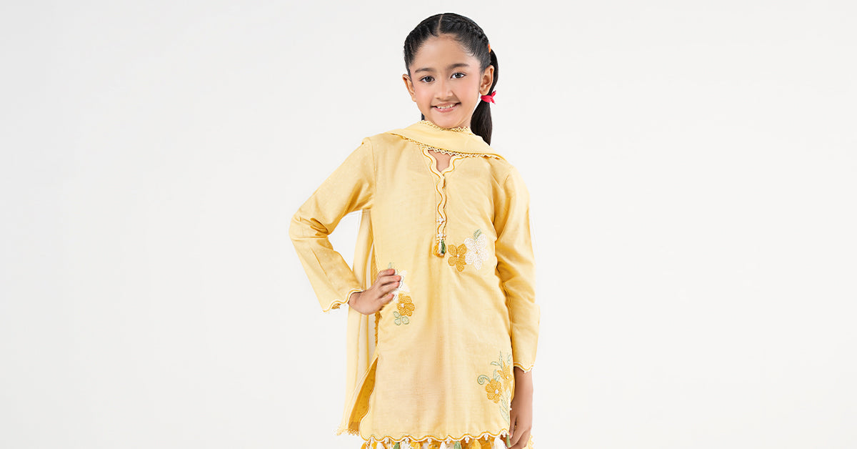 kids-clothes-mkd-ea26-05-yellow by Maria B Kids - Designer Dress  - Type : KidsClothes - Available at Libasekhas UK - 100% Original 