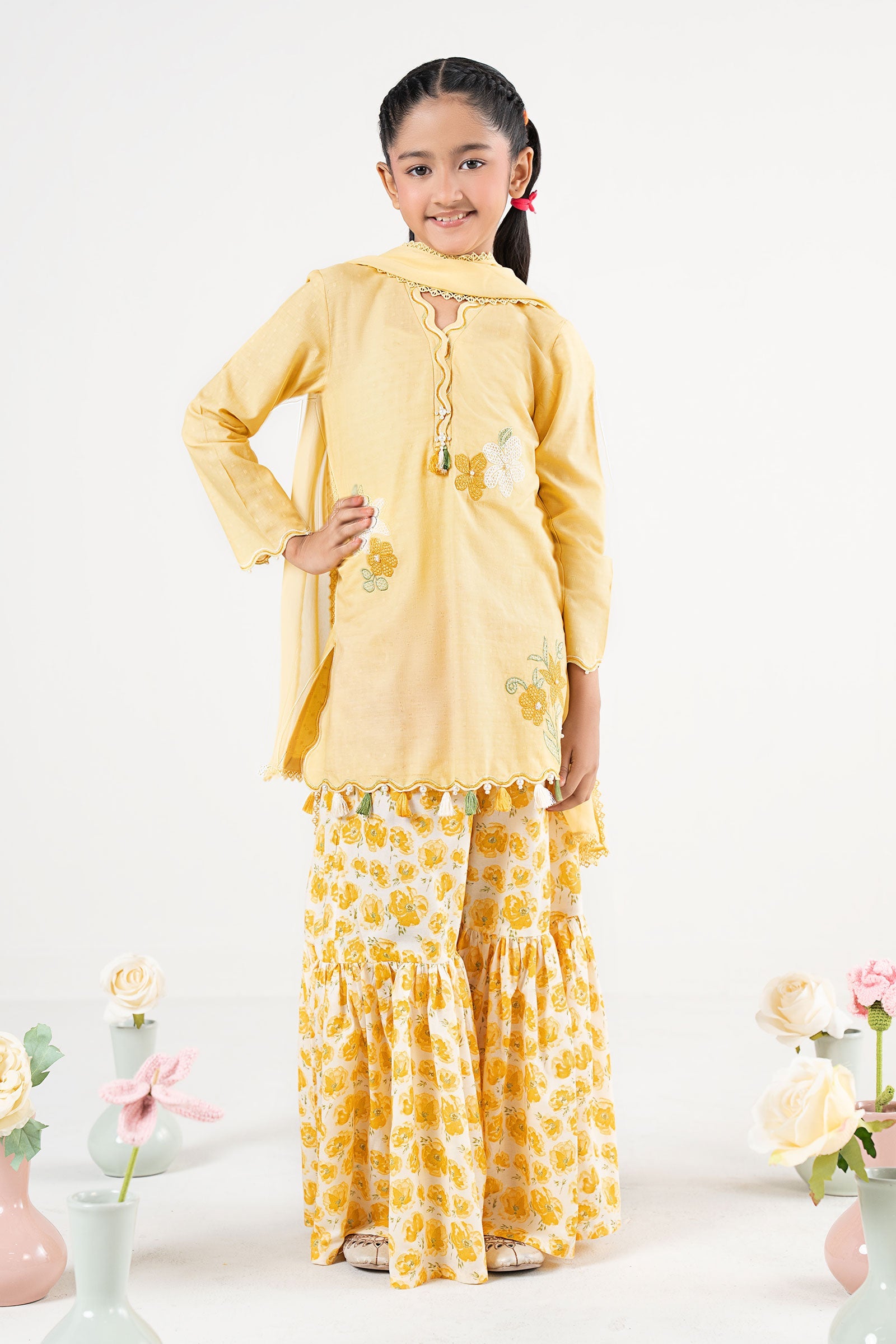 kids-clothes-mkd-ea26-05-yellow by Maria B Kids - Designer Dress  - Type : KidsClothes - Available at Libasekhas UK - 100% Original 