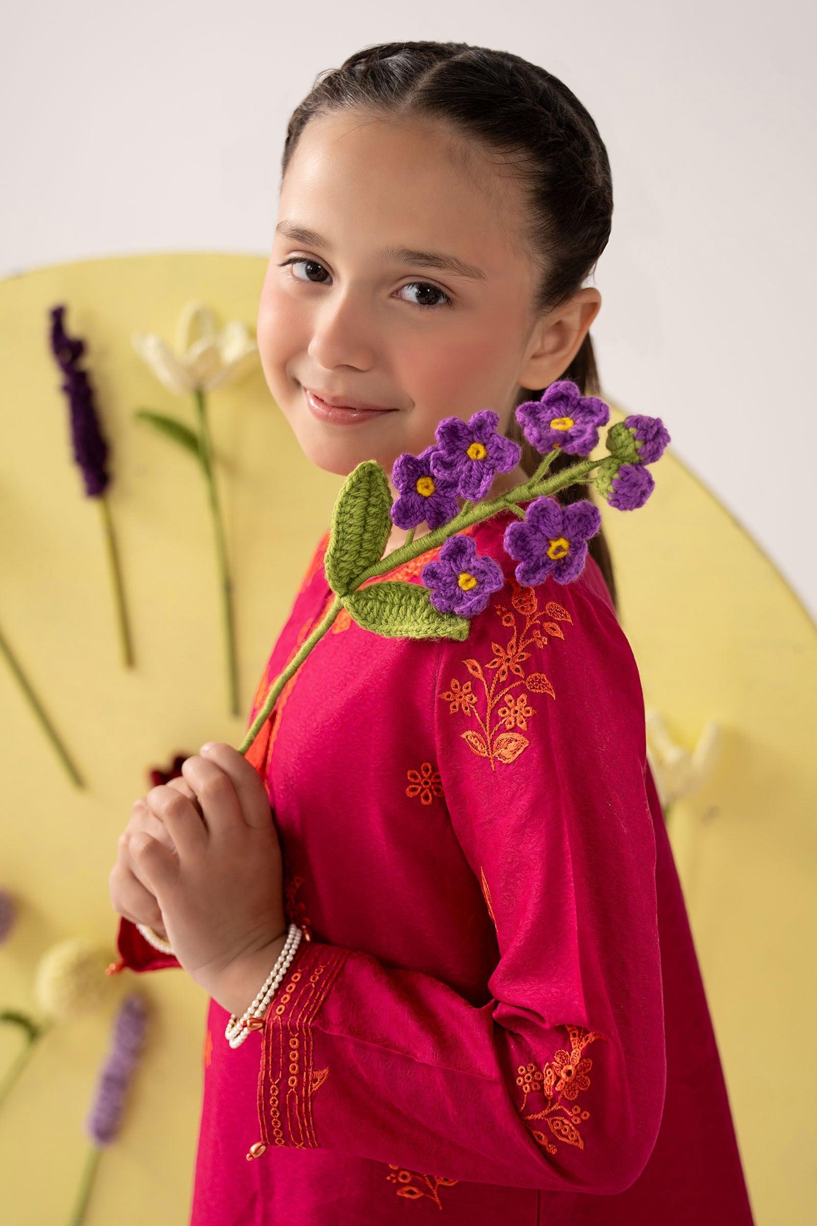 kids-clothes-mkd-ea26-07-dark-pink by Maria B Kids - Designer Dress  - Type : KidsClothes - Available at Libasekhas UK - 100% Original 
