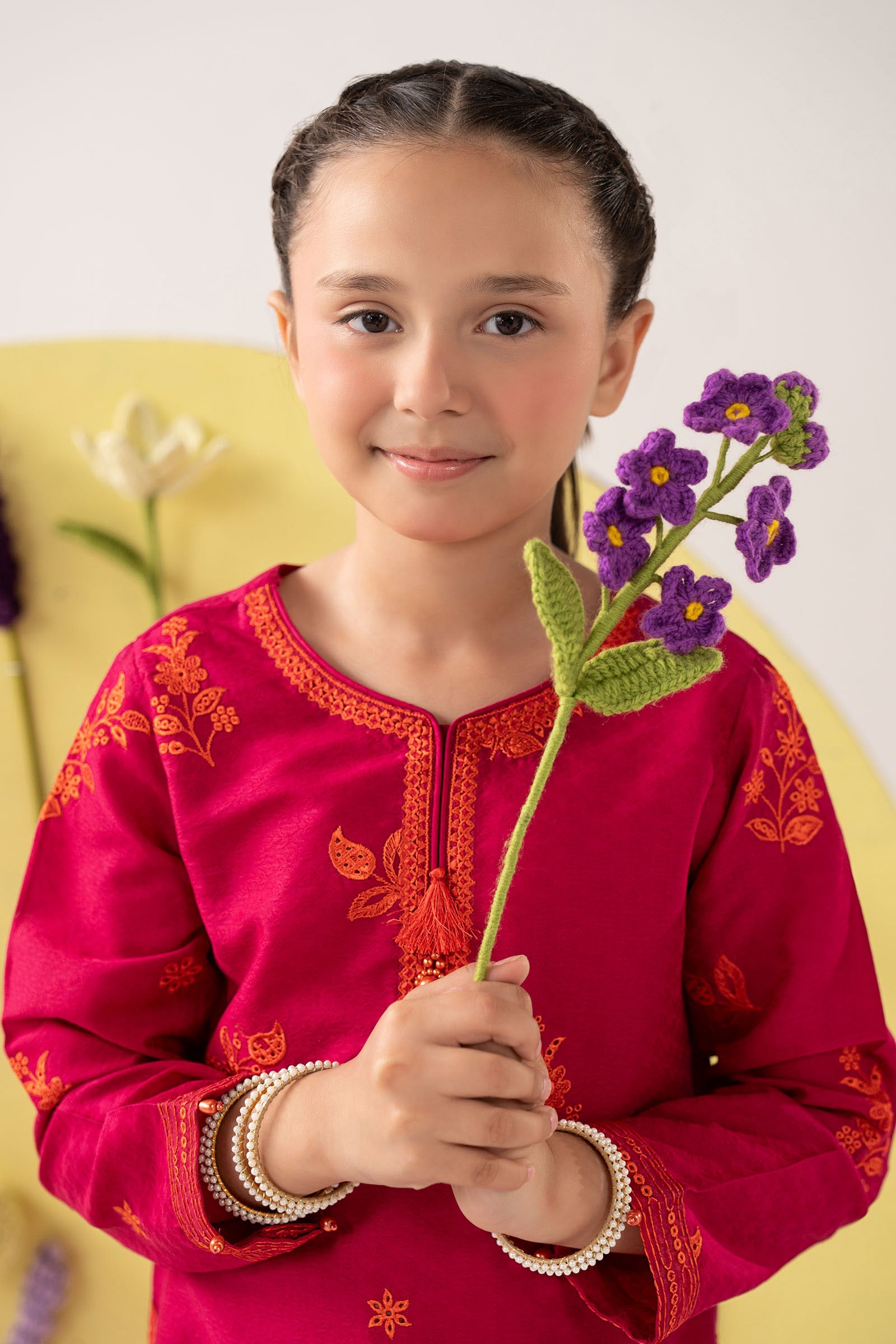kids-clothes-mkd-ea26-07-dark-pink by Maria B Kids - Designer Dress  - Type : KidsClothes - Available at Libasekhas UK - 100% Original 