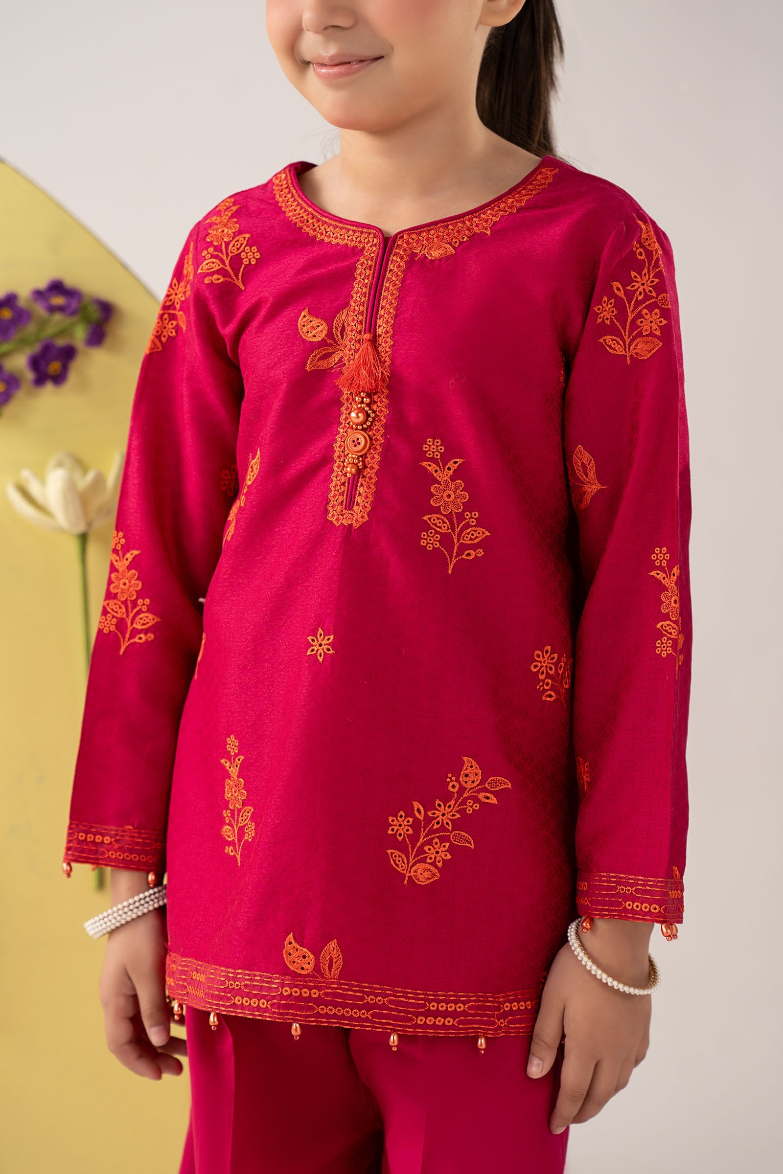 kids-clothes-mkd-ea26-07-dark-pink by Maria B Kids - Designer Dress  - Type : KidsClothes - Available at Libasekhas UK - 100% Original 
