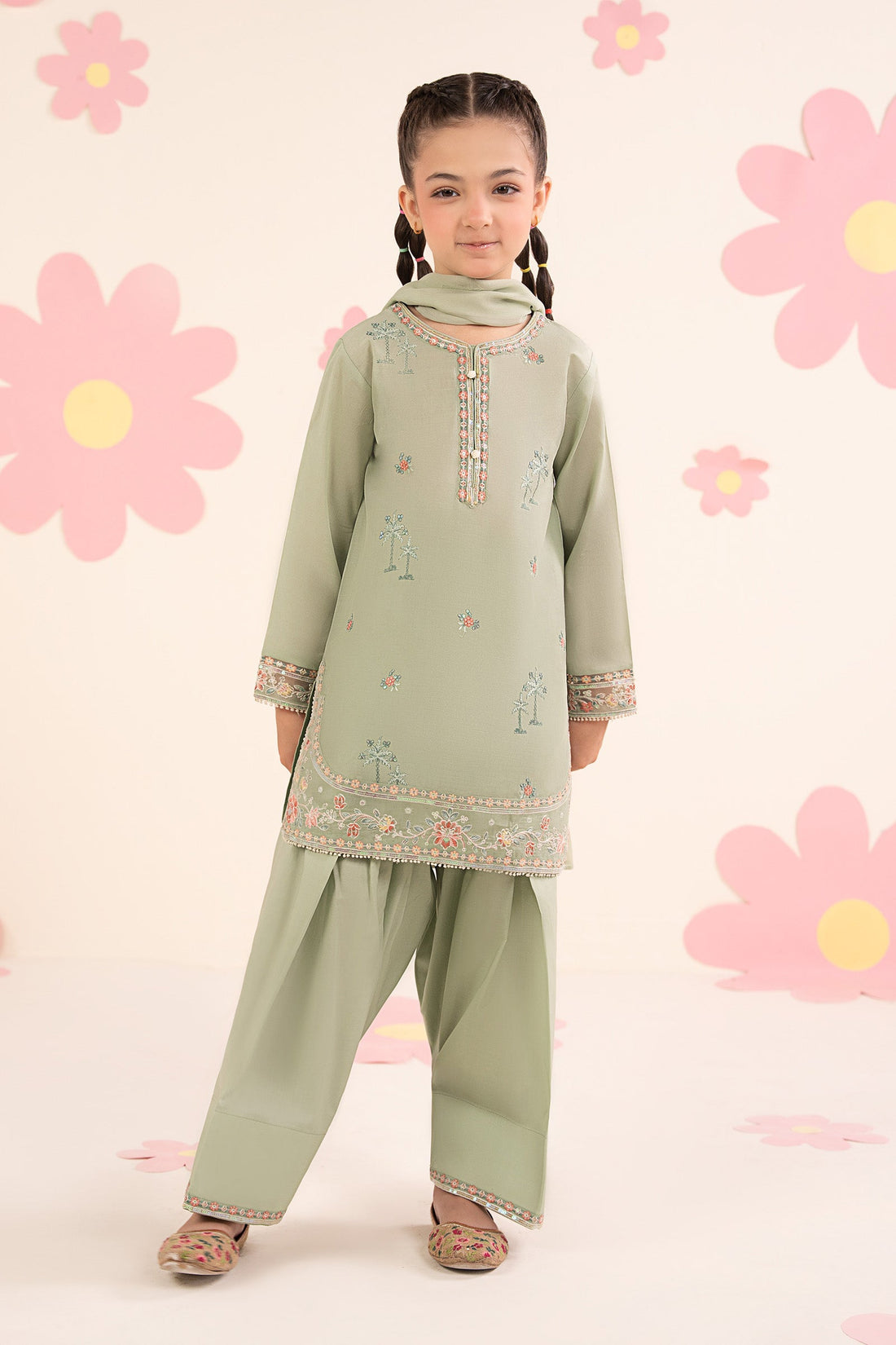 kids-clothes-mkd-ea26-08-mint-green by Maria B Kids - Designer Dress  - Type : KidsClothes - Available at Libasekhas UK - 100% Original 