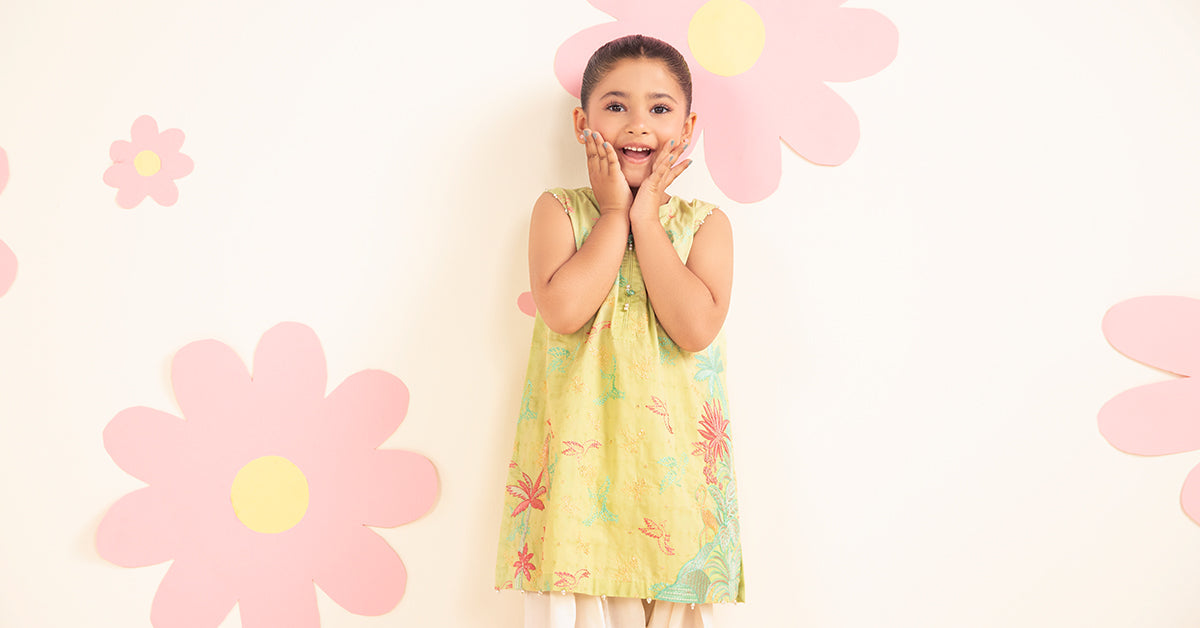kids-clothes-mkd-ea26-10-green by Maria B Kids - Designer Dress  - Type : KidsClothes - Available at Libasekhas UK - 100% Original 