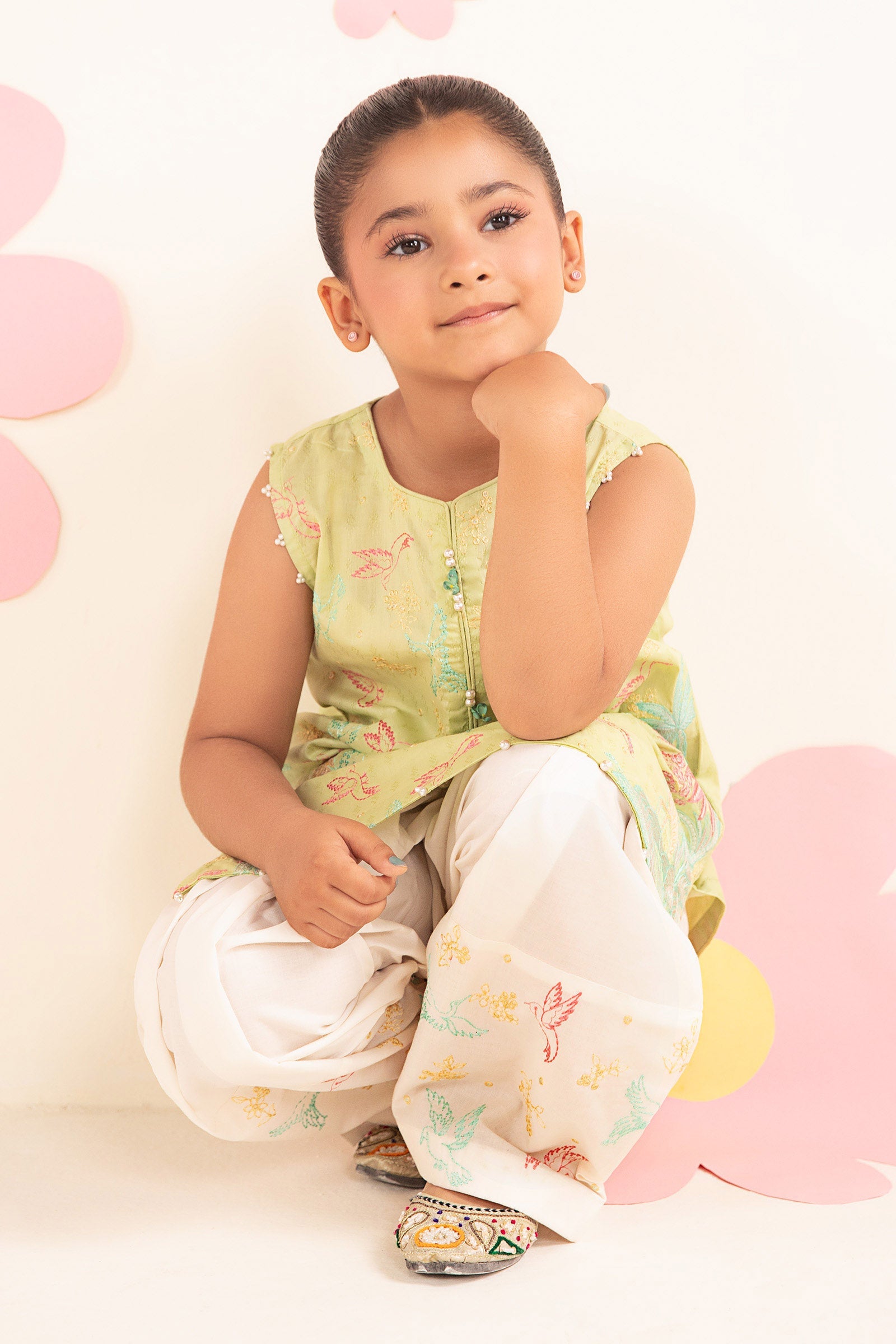 kids-clothes-mkd-ea26-10-green by Maria B Kids - Designer Dress  - Type : KidsClothes - Available at Libasekhas UK - 100% Original 