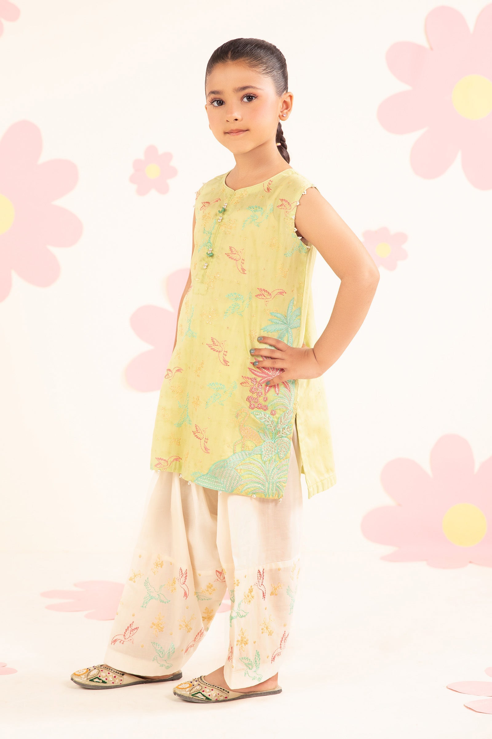 kids-clothes-mkd-ea26-10-green by Maria B Kids - Designer Dress  - Type : KidsClothes - Available at Libasekhas UK - 100% Original 