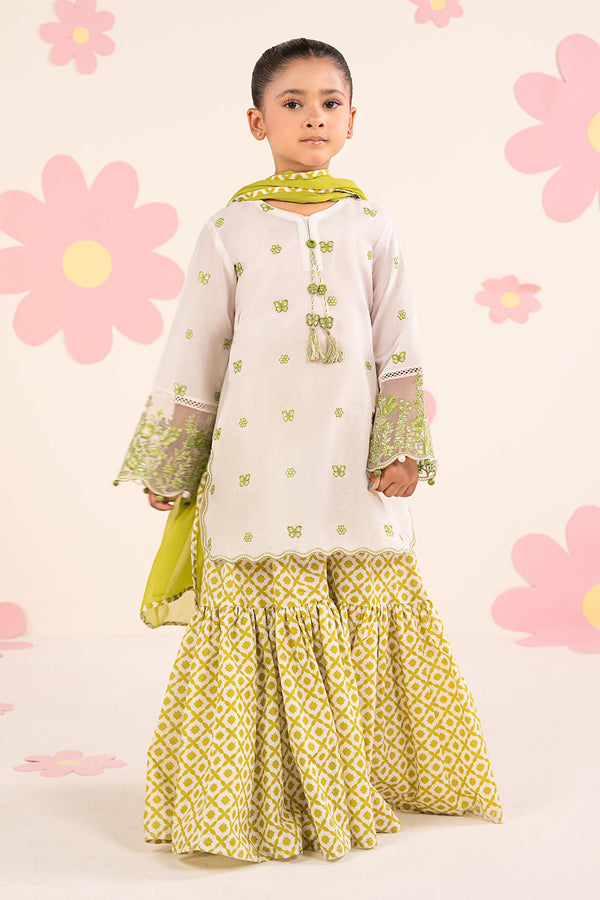 kids-clothes-mkd-ea26-14-white-and-neon-green by Maria B Kids - Designer Dress  - Type : KidsClothes - Available at Libasekhas UK - 100% Original 