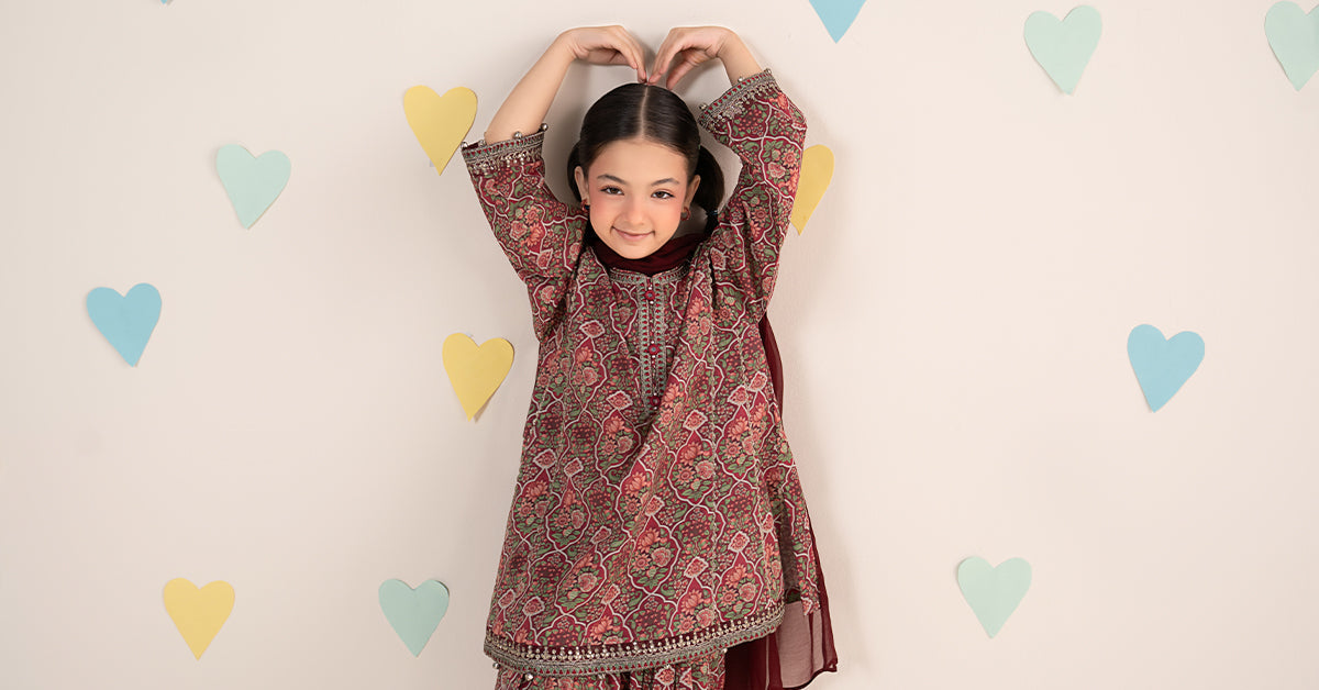 kids-clothes-mkd-ea26-17-magenta by Maria B Kids - Designer Dress  - Type : KidsClothes - Available at Libasekhas UK - 100% Original 