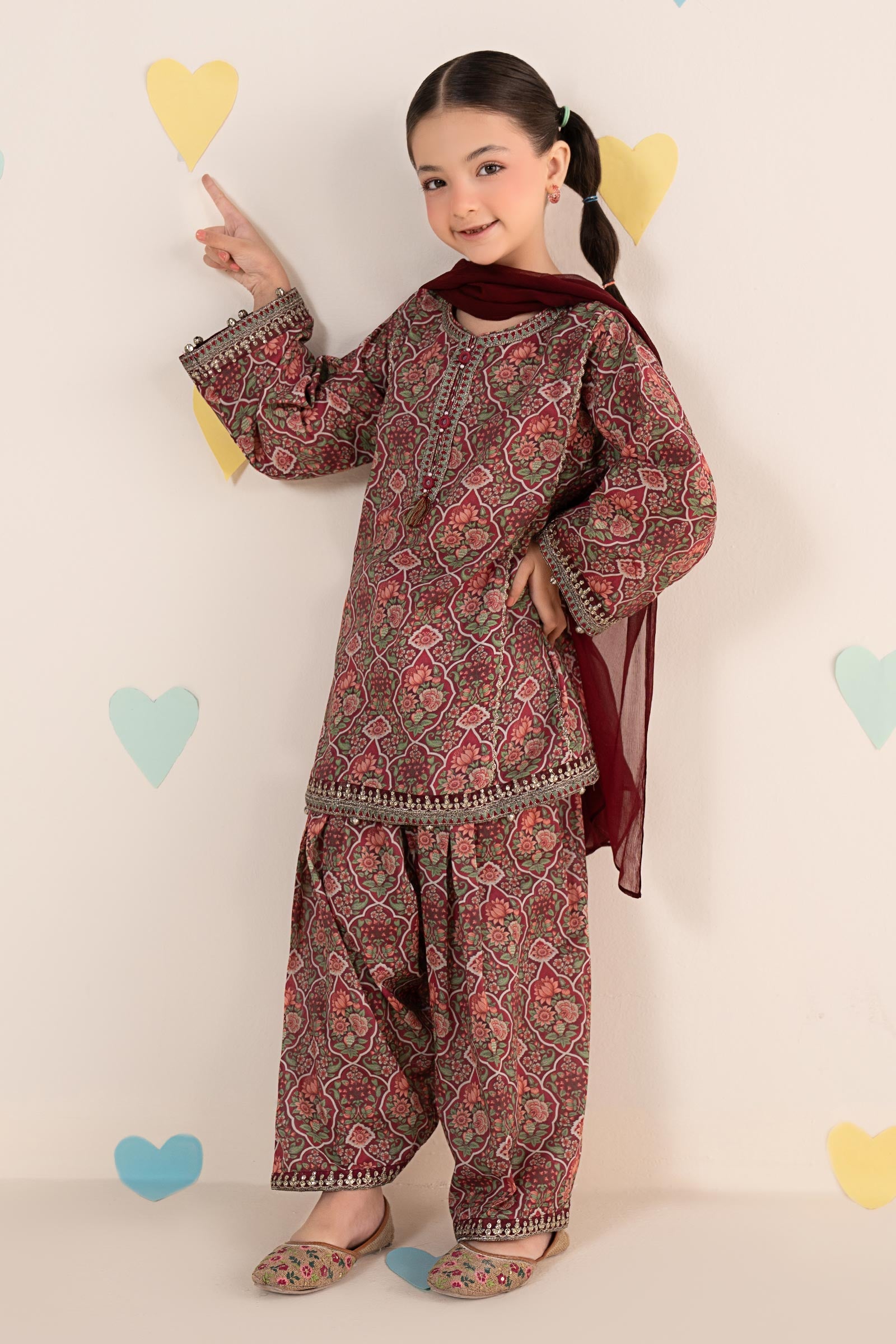 kids-clothes-mkd-ea26-17-magenta by Maria B Kids - Designer Dress  - Type : KidsClothes - Available at Libasekhas UK - 100% Original 