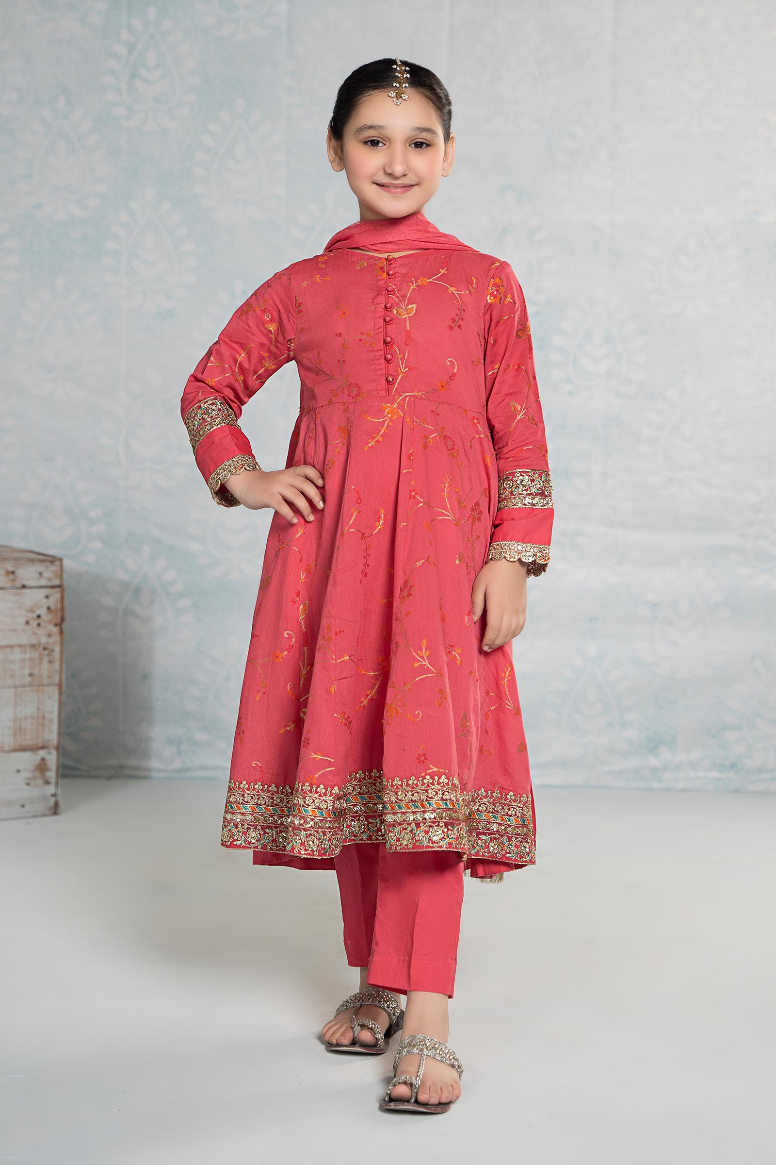 Maria B | 3 Piece Embroidered Jacquard Broshiasuit | MKD-EF24-23 - by - Libasekhas UK - Registered Vendor of : Maria B - 100% Original Designer Dresss