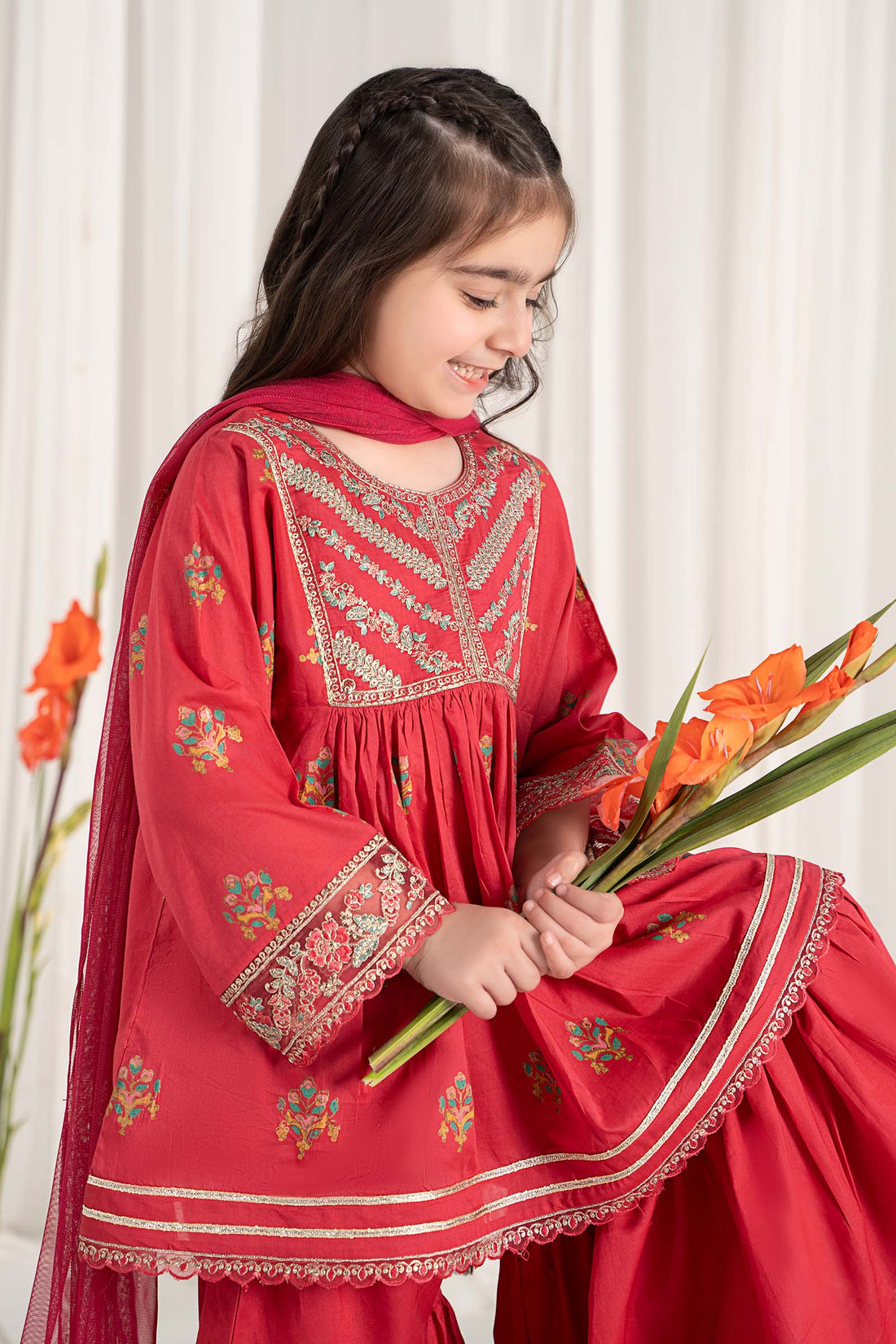 Maria B | 3 Piece Embroidered Lawn Suit | MKD-EF25-15 - by - Libasekhas UK - Registered Vendor of : Maria B - 100% Original Designer Dresss