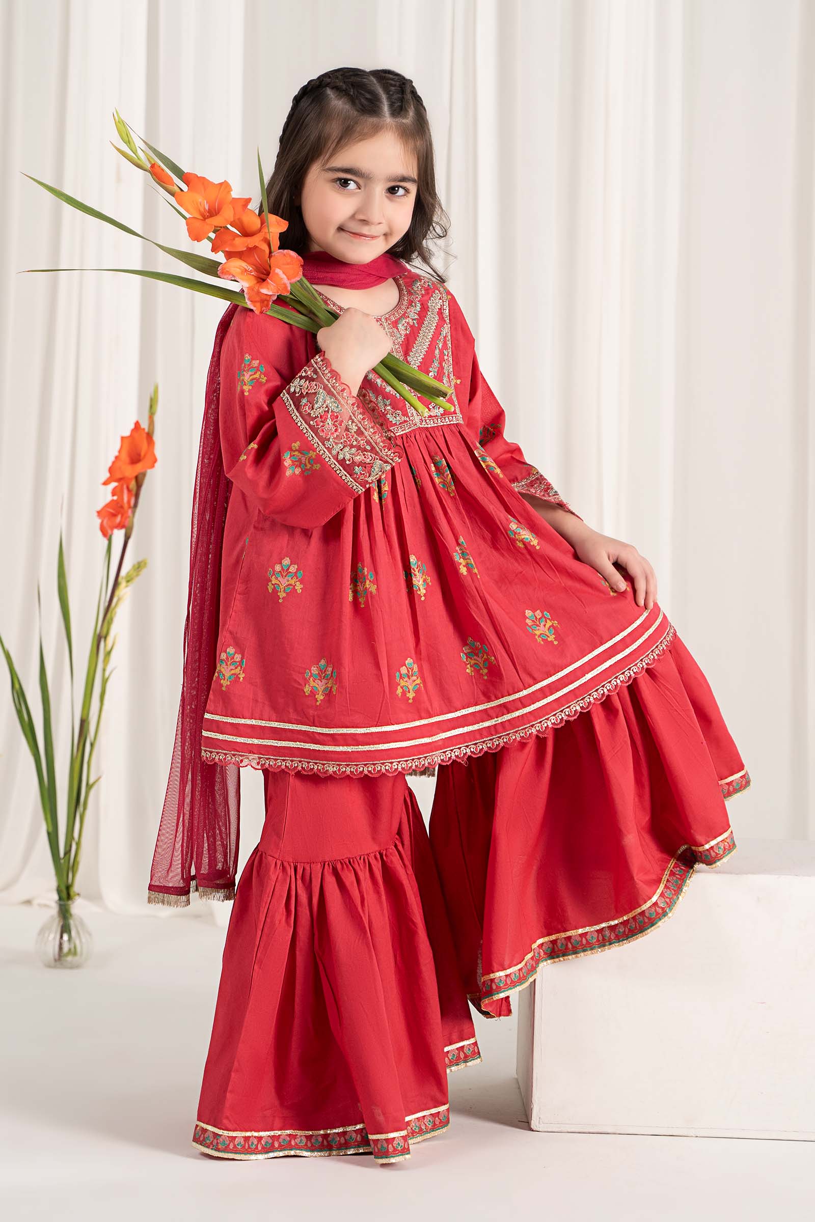 Maria B | 3 Piece Embroidered Lawn Suit | MKD-EF25-15 - by - Libasekhas UK - Registered Vendor of : Maria B - 100% Original Designer Dresss
