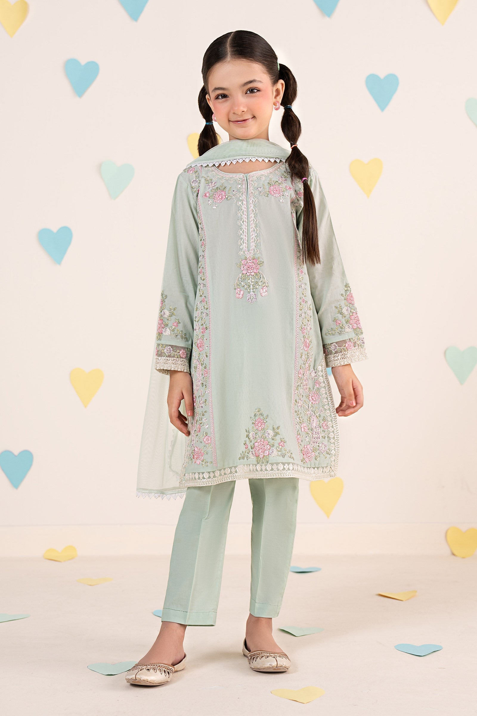 kids-clothes-mkd-ef25-50r1-sea-green by Maria B Kids - Designer Dress  - Type : KidsClothes - Available at Libasekhas UK - 100% Original 