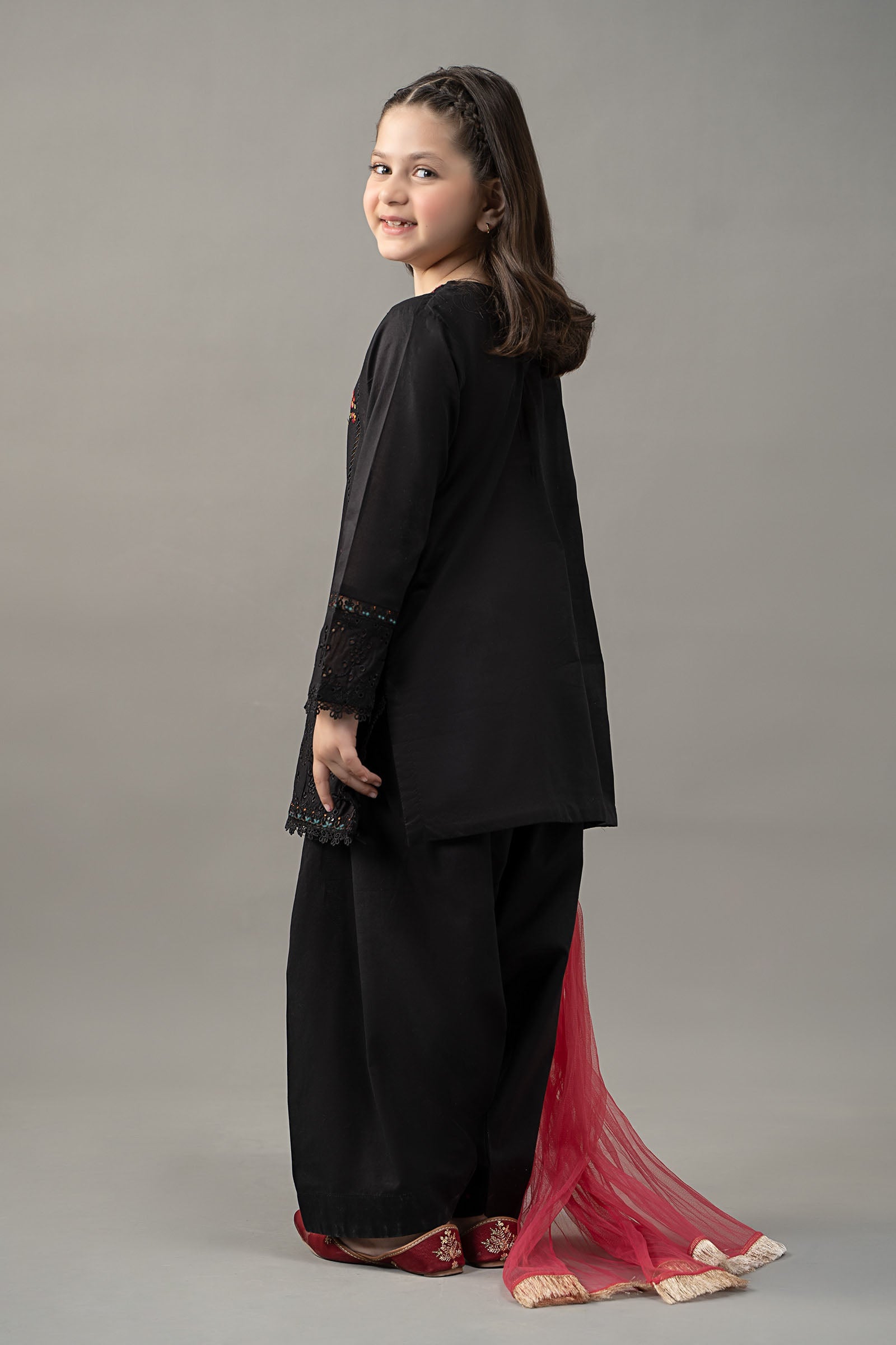 kids-clothes-mkd-ef25-53r1-black by Maria B Kids - Designer Dress  - Type : KidsClothes - Available at Libasekhas UK - 100% Original 