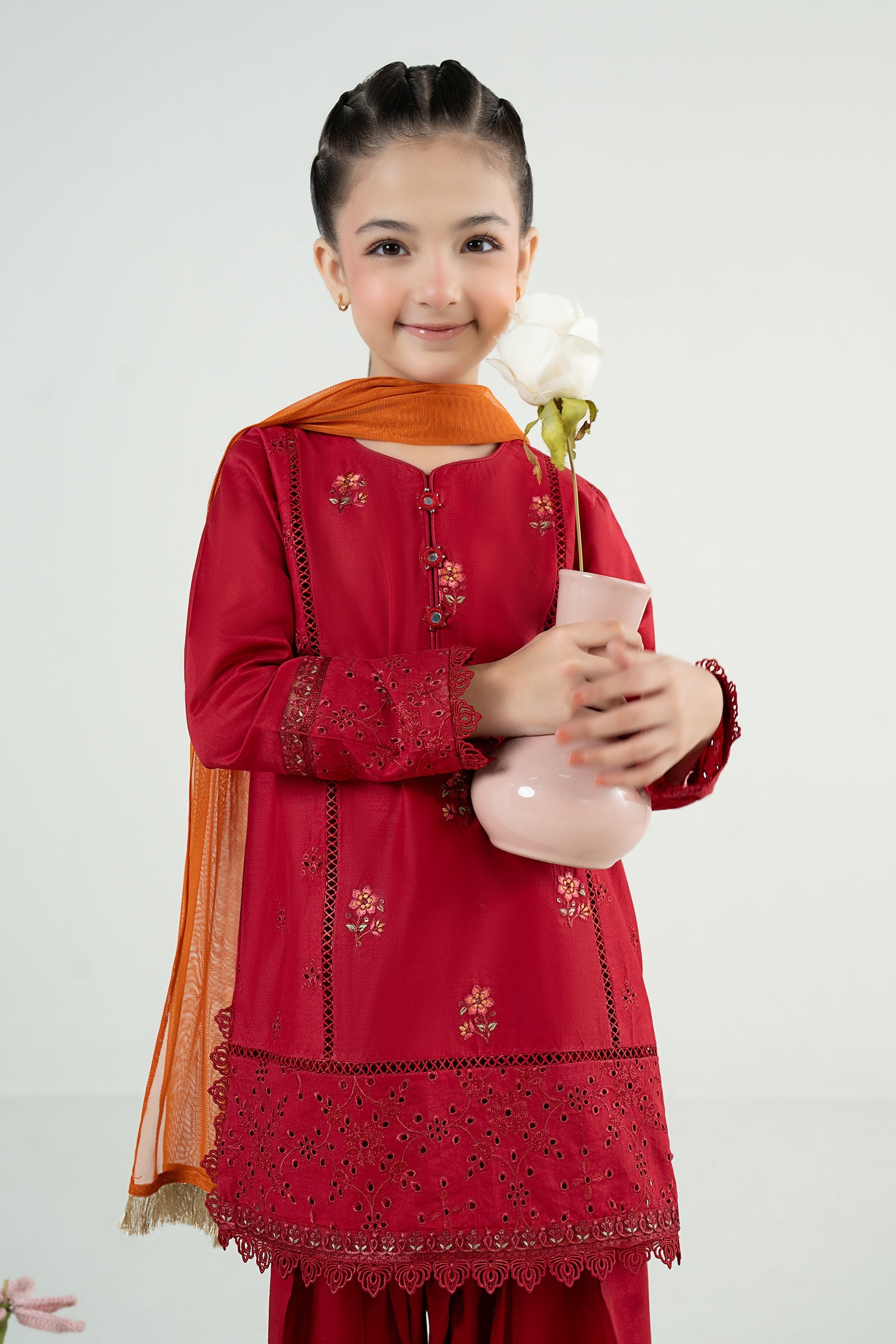kids-clothes-mkd-ef25-53r1-red by Maria B Kids - Designer Dress  - Type : KidsClothes - Available at Libasekhas UK - 100% Original 