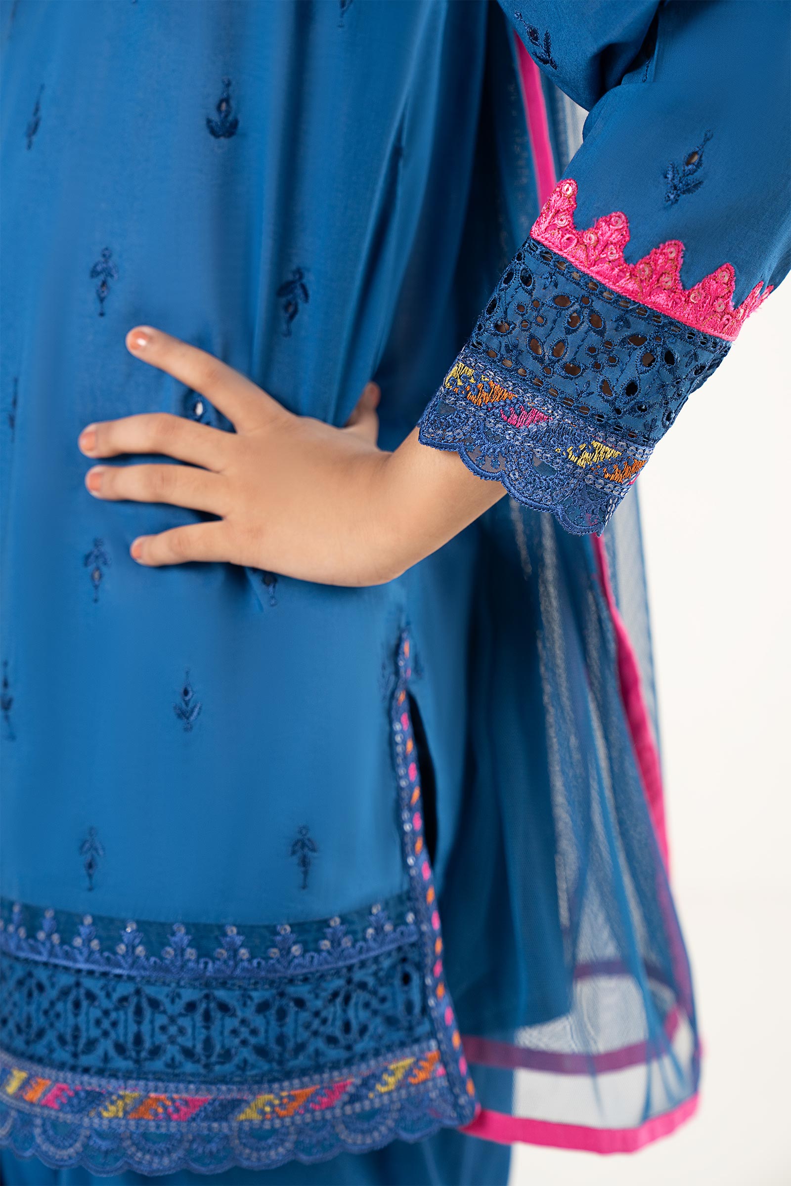kids-clothes-mkd-ef25-57r1-blue by Maria B Kids - Designer Dress  - Type : KidsClothes - Available at Libasekhas UK - 100% Original 