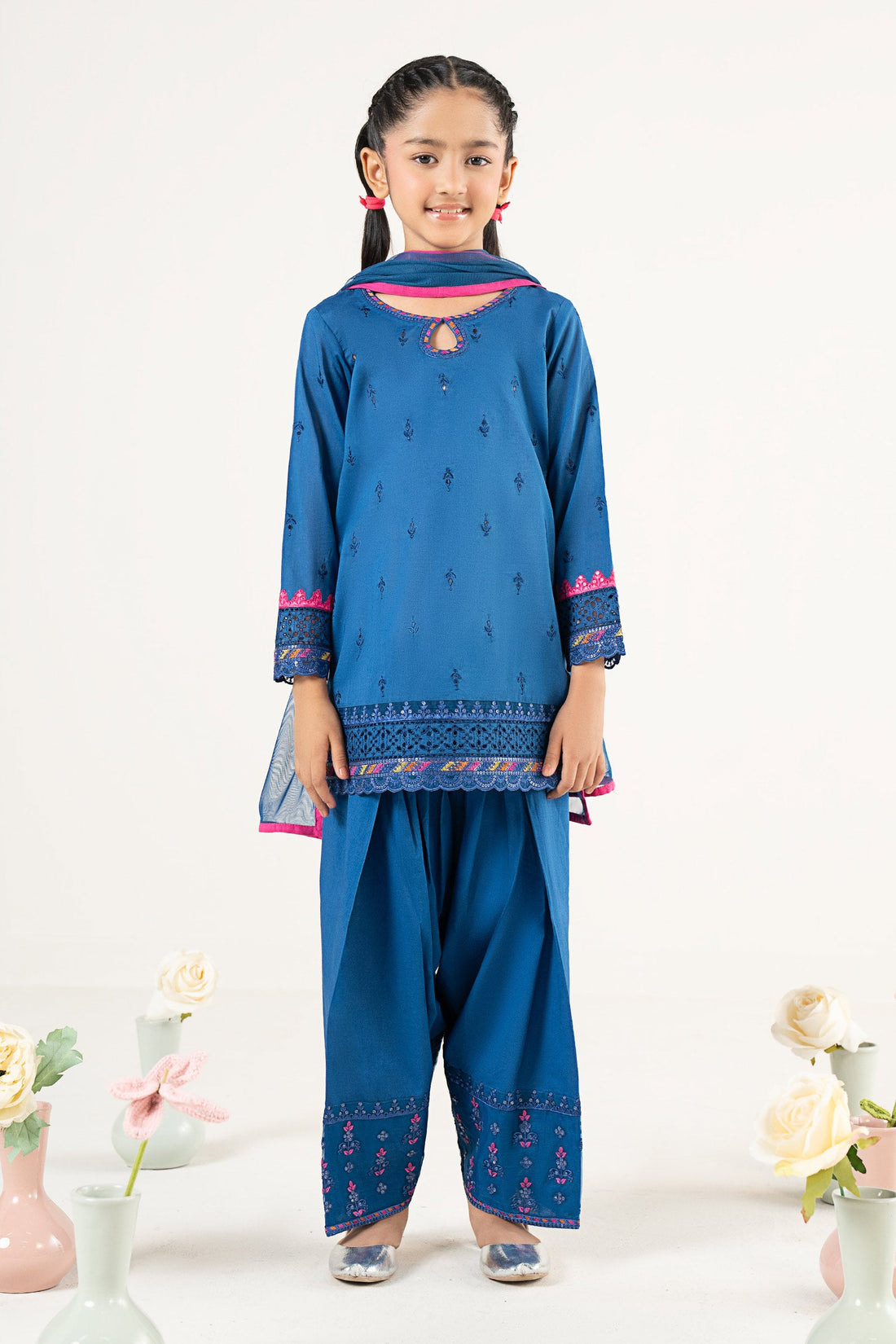 kids-clothes-mkd-ef25-57r1-blue by Maria B Kids - Designer Dress  - Type : KidsClothes - Available at Libasekhas UK - 100% Original 
