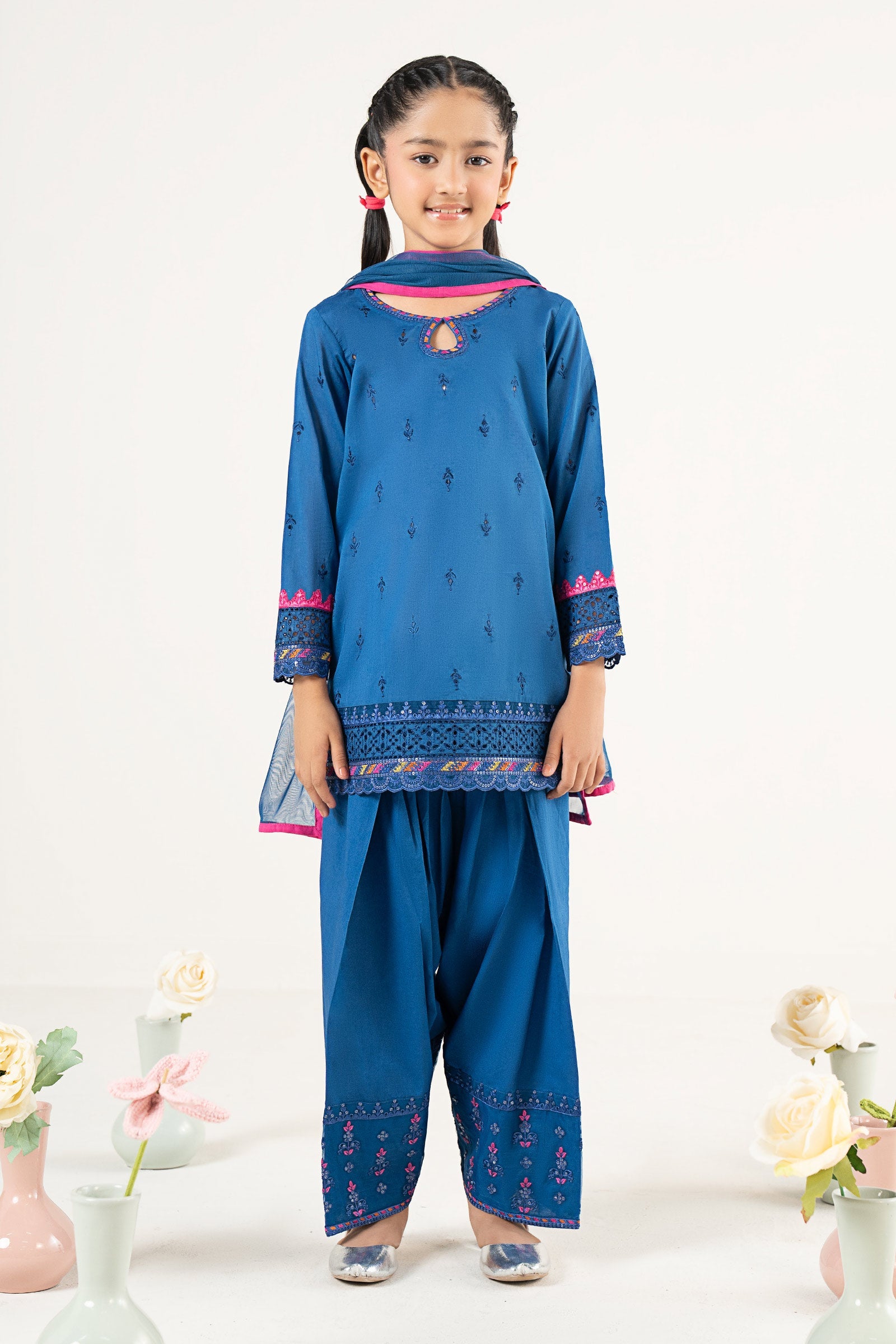 kids-clothes-mkd-ef25-57r1-blue by Maria B Kids - Designer Dress  - Type : KidsClothes - Available at Libasekhas UK - 100% Original 