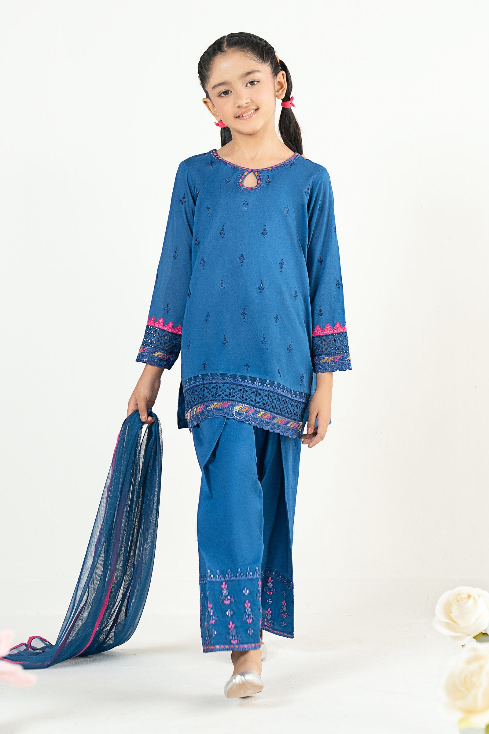 kids-clothes-mkd-ef25-57r1-blue by Maria B Kids - Designer Dress  - Type : KidsClothes - Available at Libasekhas UK - 100% Original 