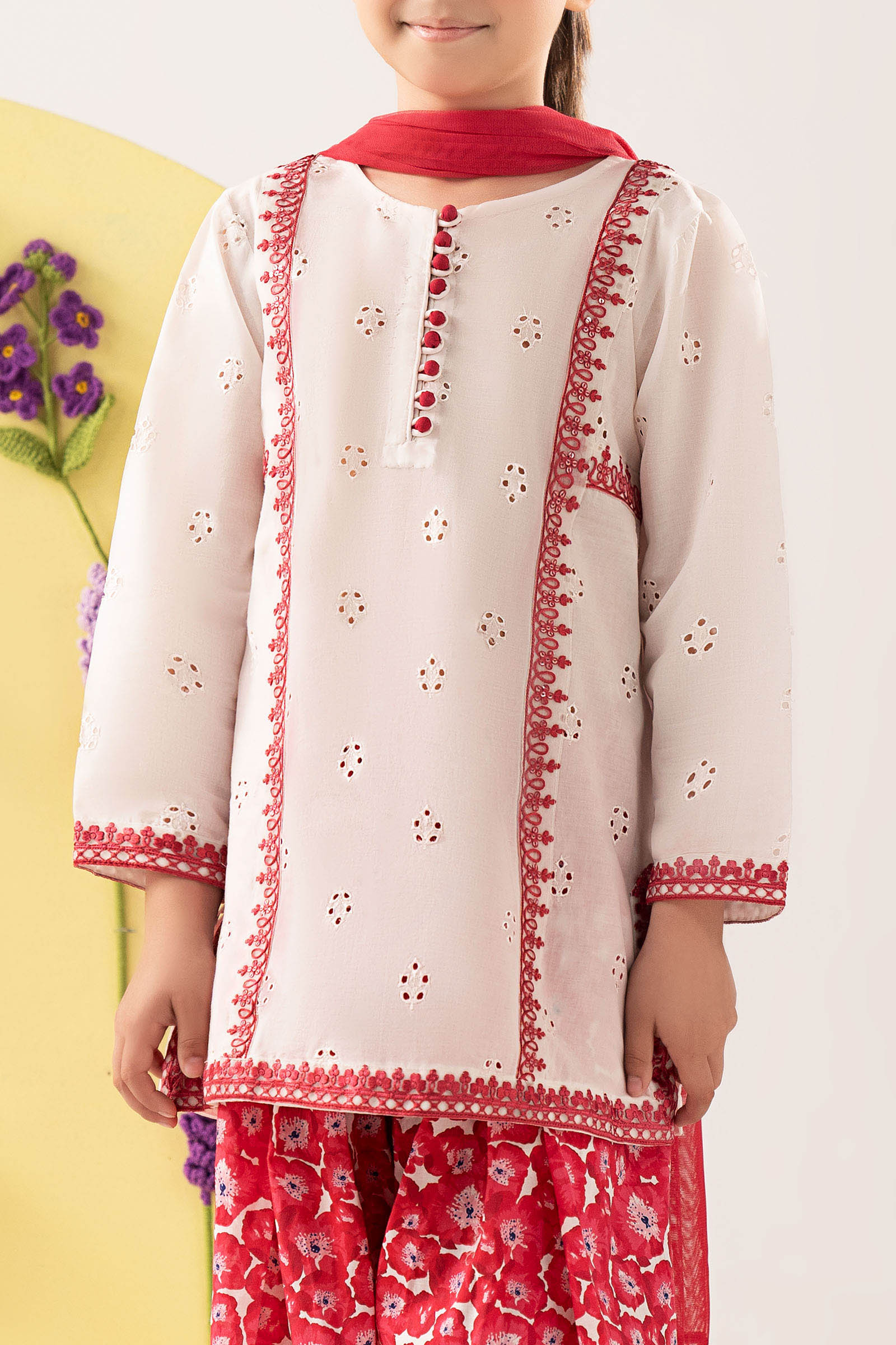 kids-clothes-mkd-ef25-66r1-white by Maria B Kids - Designer Dress  - Type : KidsClothes - Available at Libasekhas UK - 100% Original 