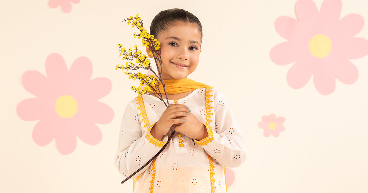 kids-clothes-mkd-ef25-66r1-white-and-yellow by Maria B Kids - Designer Dress  - Type : KidsClothes - Available at Libasekhas UK - 100% Original 