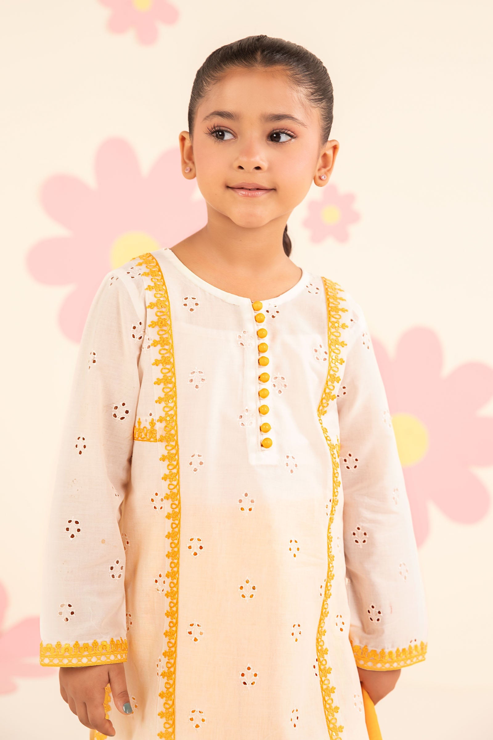 kids-clothes-mkd-ef25-66r1-white-and-yellow by Maria B Kids - Designer Dress  - Type : KidsClothes - Available at Libasekhas UK - 100% Original 