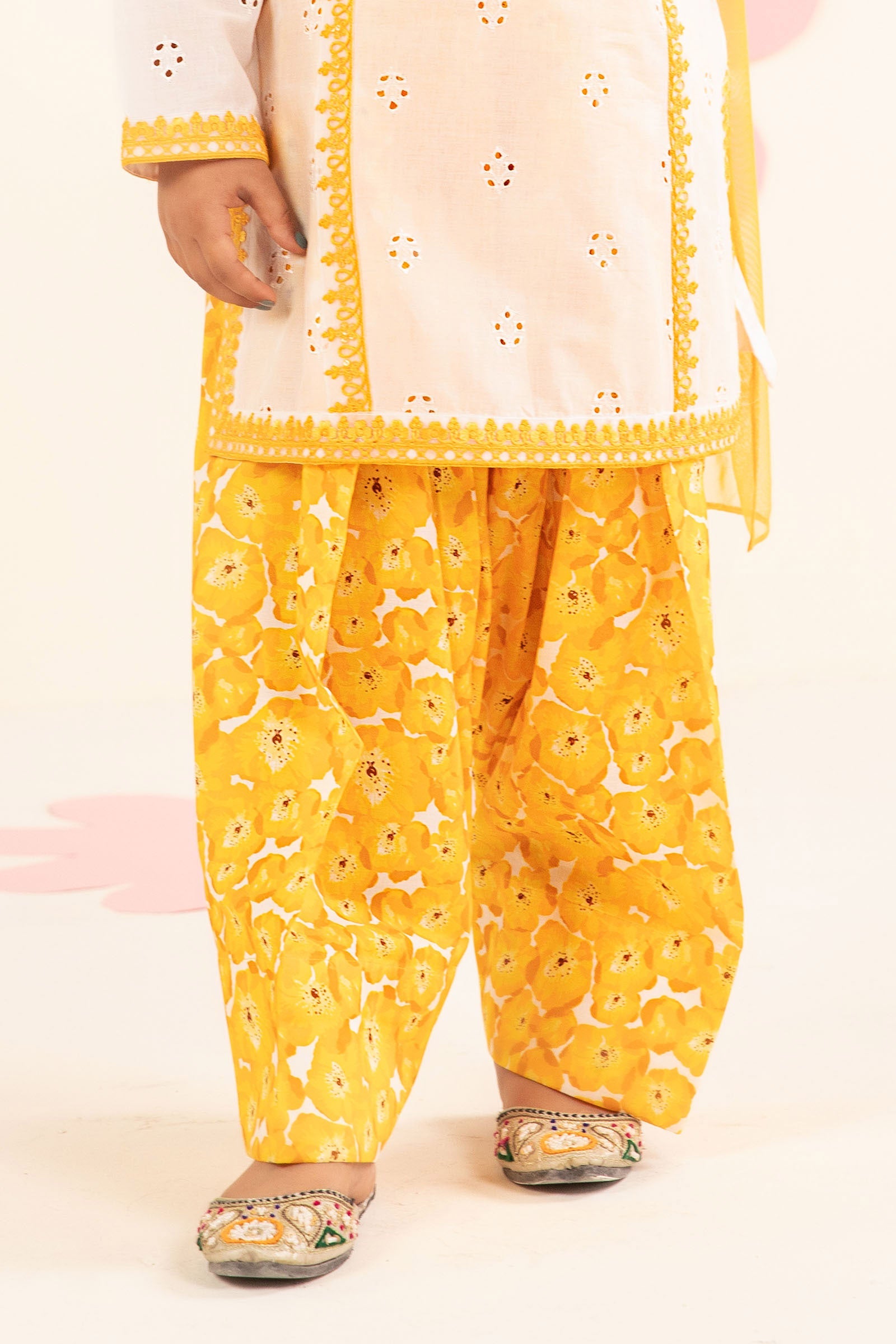 kids-clothes-mkd-ef25-66r1-white-and-yellow by Maria B Kids - Designer Dress  - Type : KidsClothes - Available at Libasekhas UK - 100% Original 