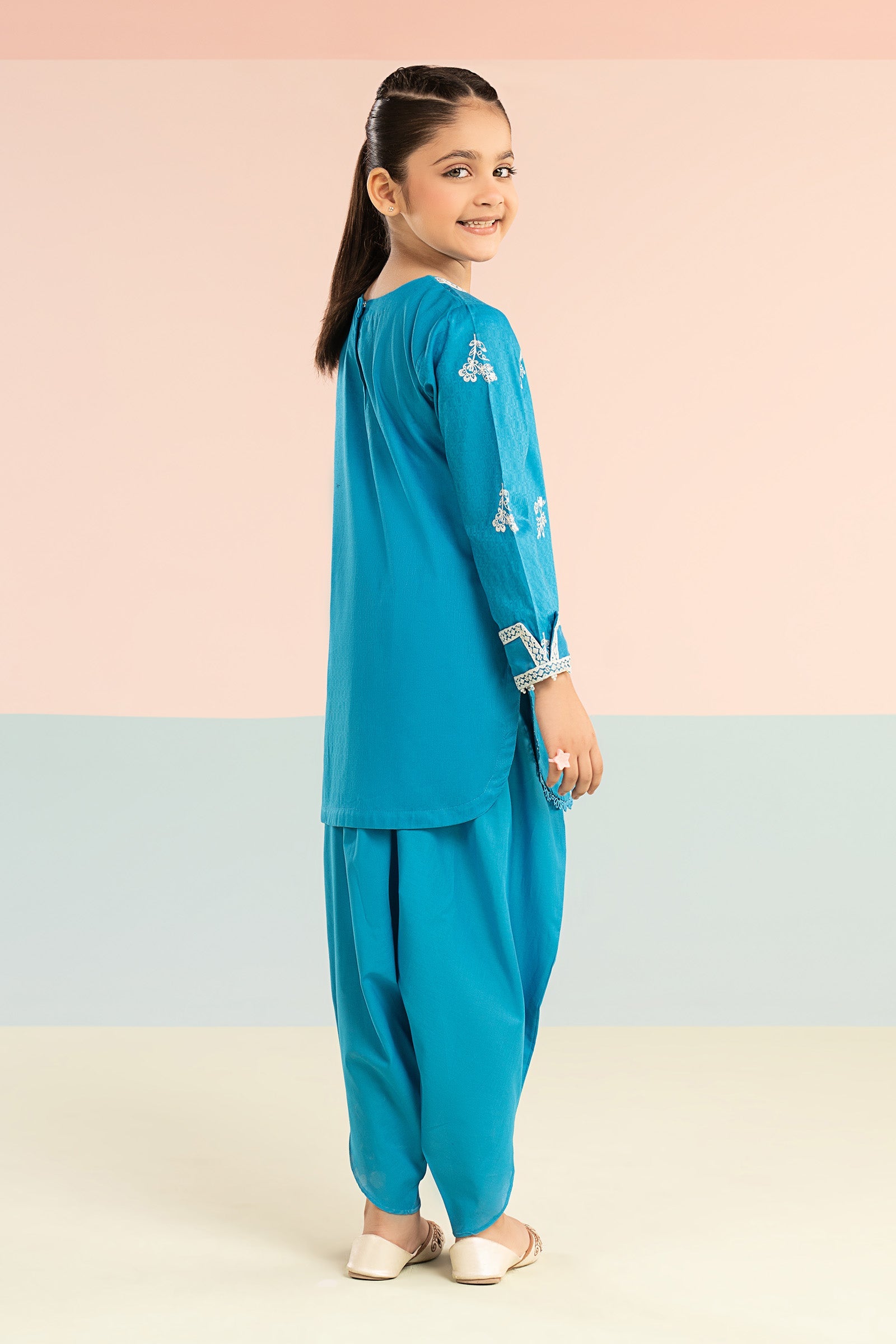2 Piece Embroidered Dobby Lawn Suit - Kids Clothing - available at Maria Faisal in UK and USA.