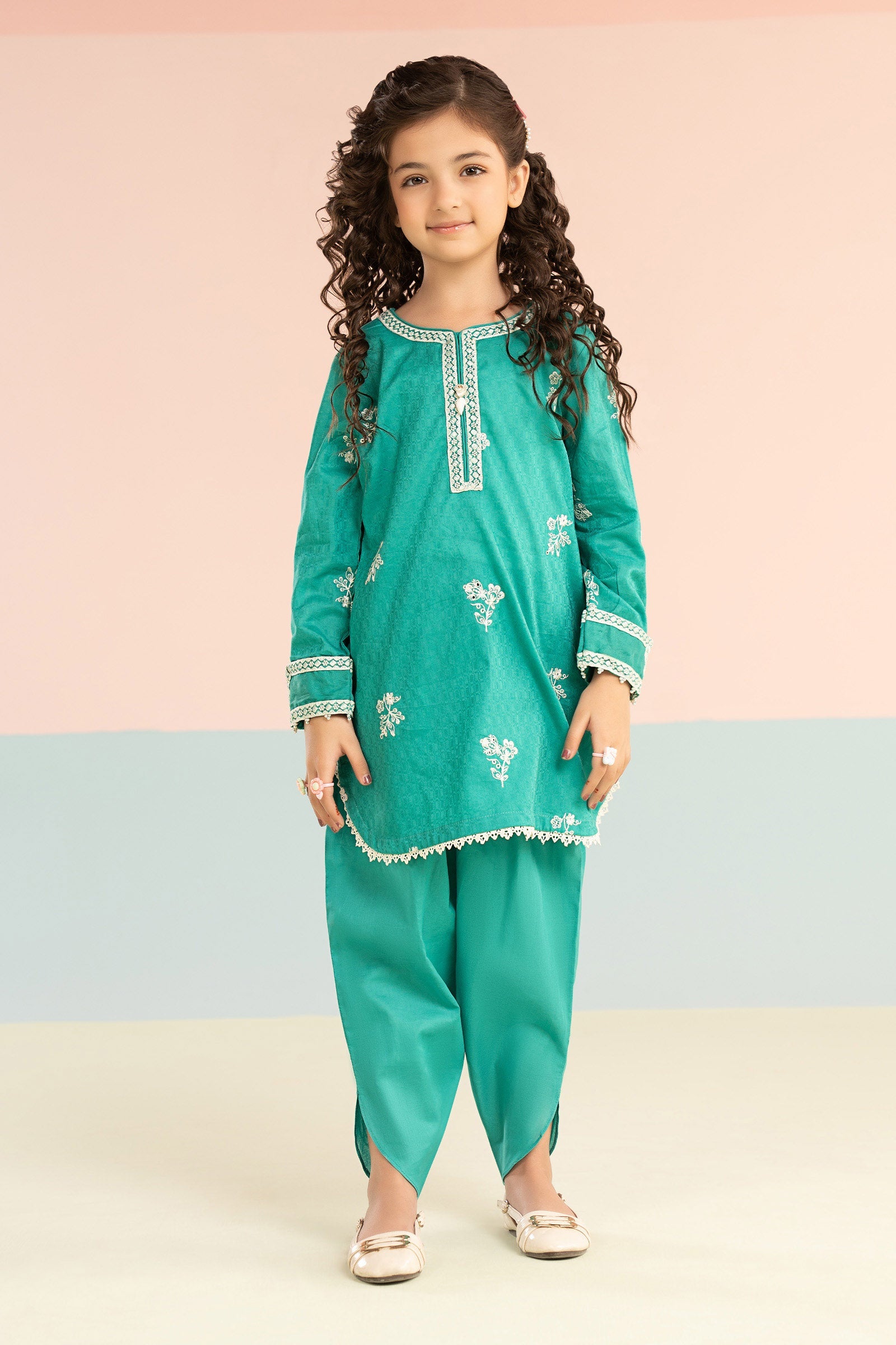 kids-clothes-mkd-ef26-01-sea-green by Maria B Kids - Designer Dress  - Type : KidsClothes - Available at Libasekhas UK - 100% Original 