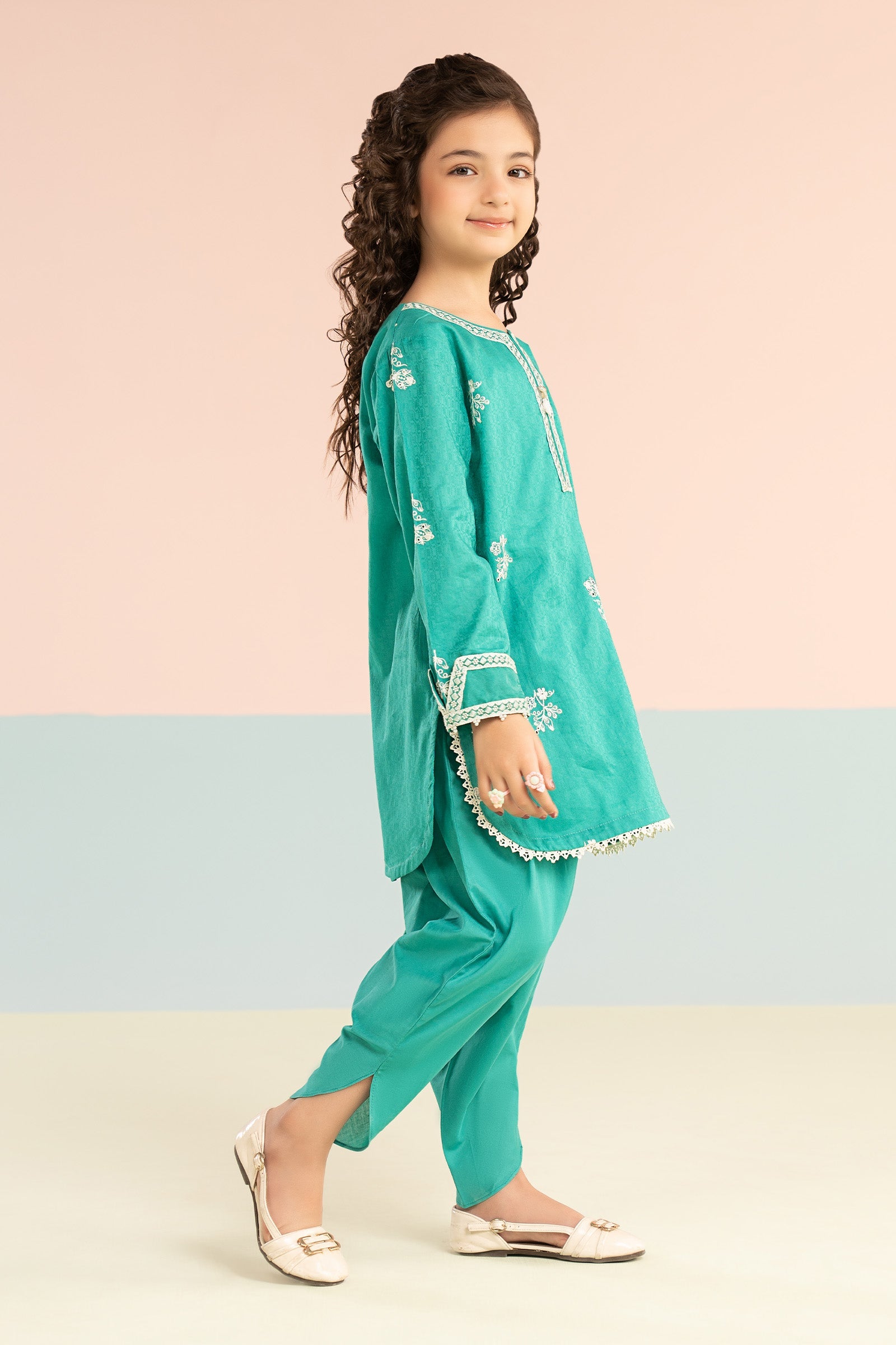 kids-clothes-mkd-ef26-01-sea-green by Maria B Kids - Designer Dress  - Type : KidsClothes - Available at Libasekhas UK - 100% Original 