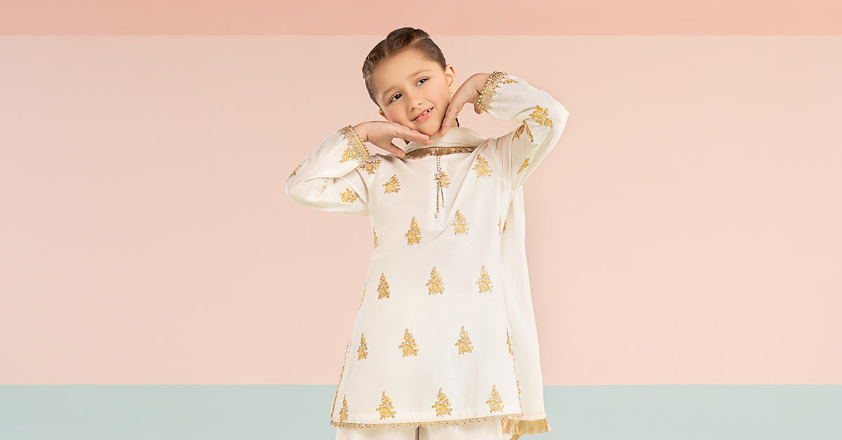 kids-clothes-mkd-ef26-04-white-and-yellow by Maria B Kids - Designer Dress  - Type : KidsClothes - Available at Libasekhas UK - 100% Original 