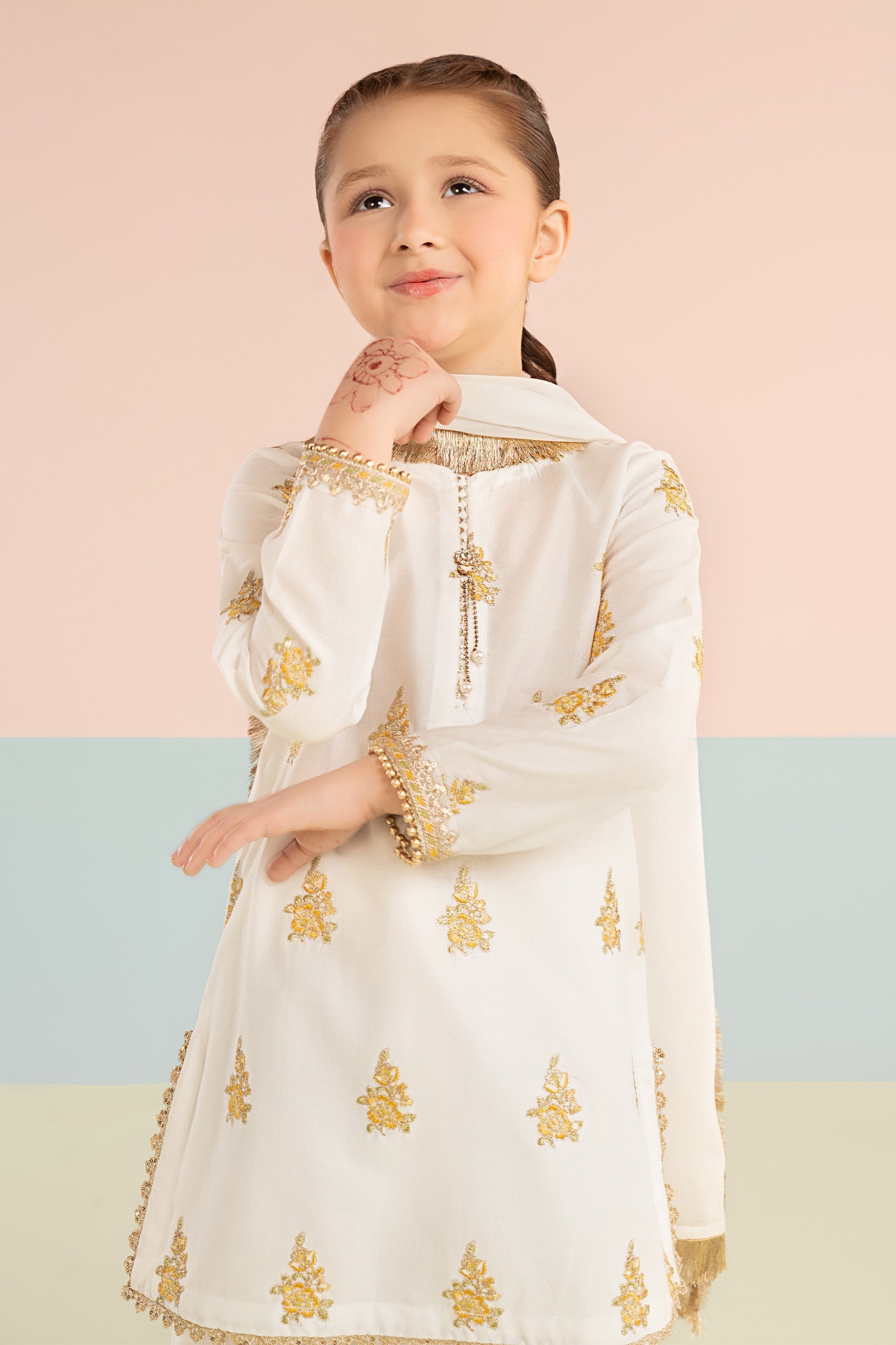 kids-clothes-mkd-ef26-04-white-and-yellow by Maria B Kids - Designer Dress  - Type : KidsClothes - Available at Libasekhas UK - 100% Original 