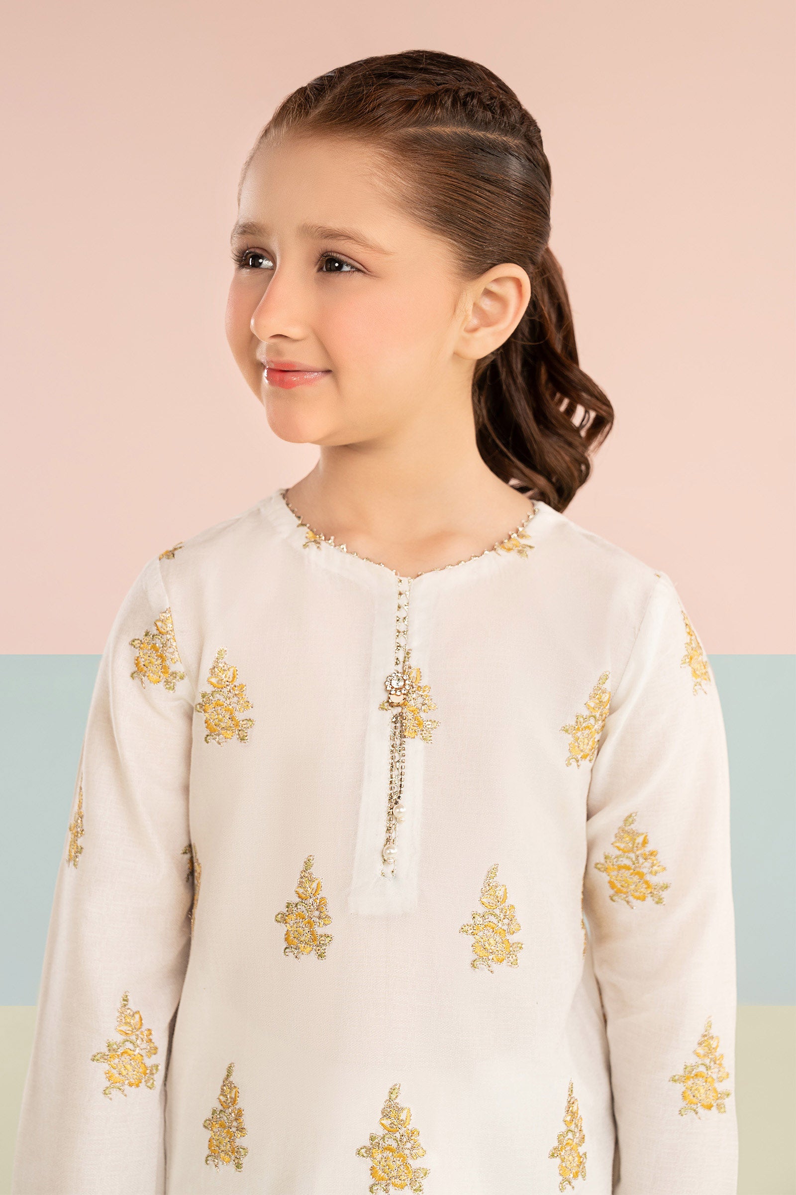 kids-clothes-mkd-ef26-04-white-and-yellow by Maria B Kids - Designer Dress  - Type : KidsClothes - Available at Libasekhas UK - 100% Original 