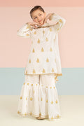 kids-clothes-mkd-ef26-04-white-and-yellow by Maria B Kids - Designer Dress  - Type : KidsClothes - Available at Libasekhas UK - 100% Original 