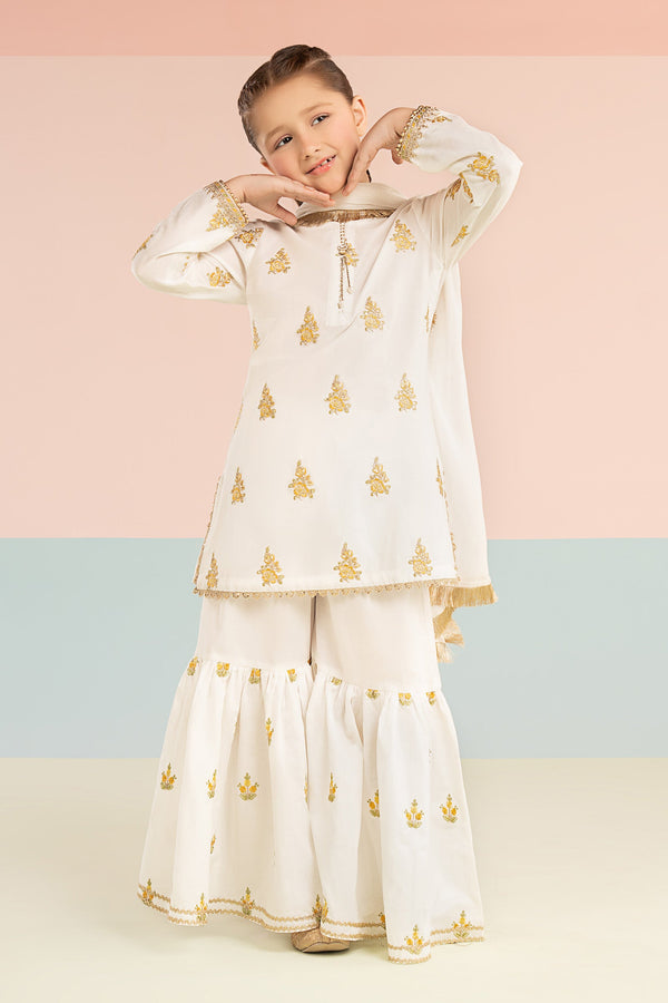 kids-clothes-mkd-ef26-04-white-and-yellow by Maria B Kids - Designer Dress  - Type : KidsClothes - Available at Libasekhas UK - 100% Original 