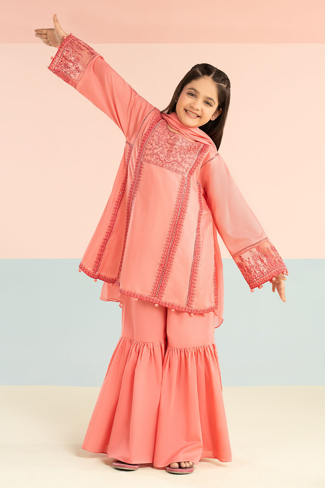 kids-clothes-mkd-ef26-06-pink by Maria B Kids - Designer Dress  - Type : KidsClothes - Available at Libasekhas UK - 100% Original 