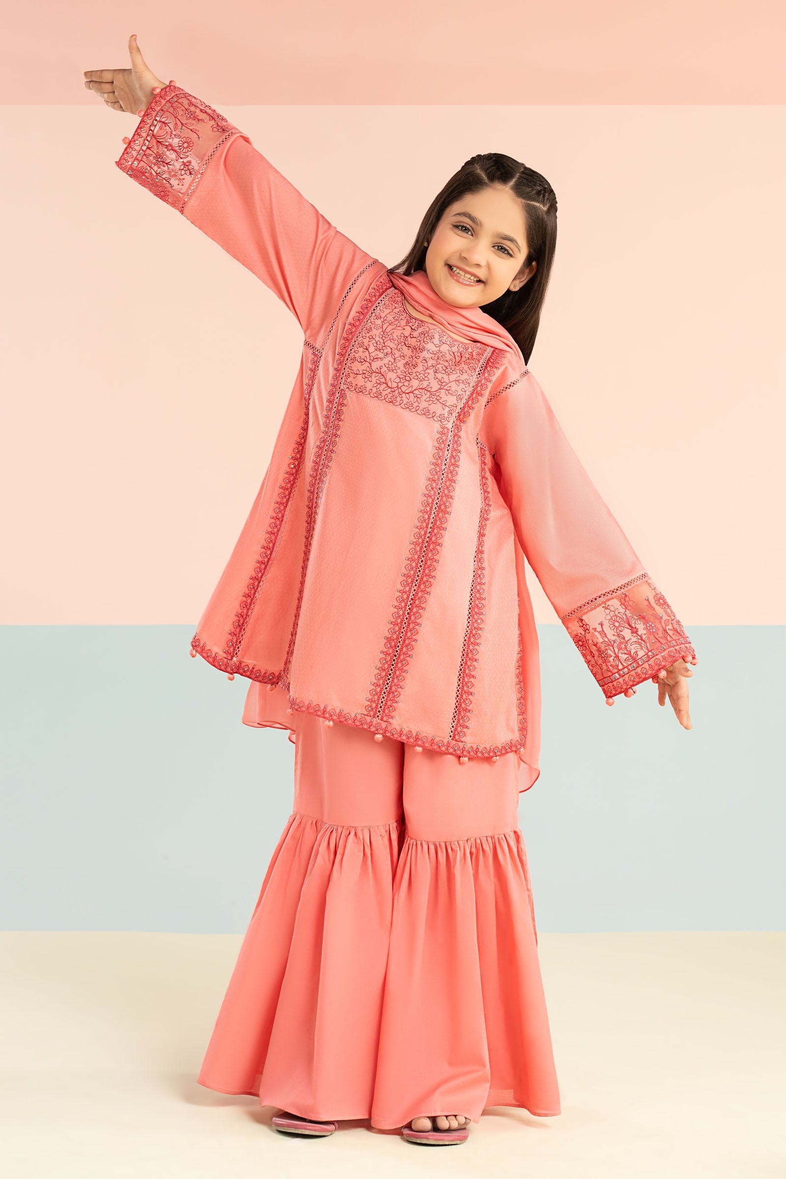kids-clothes-mkd-ef26-06-pink by Maria B Kids - Designer Dress  - Type : KidsClothes - Available at Libasekhas UK - 100% Original 
